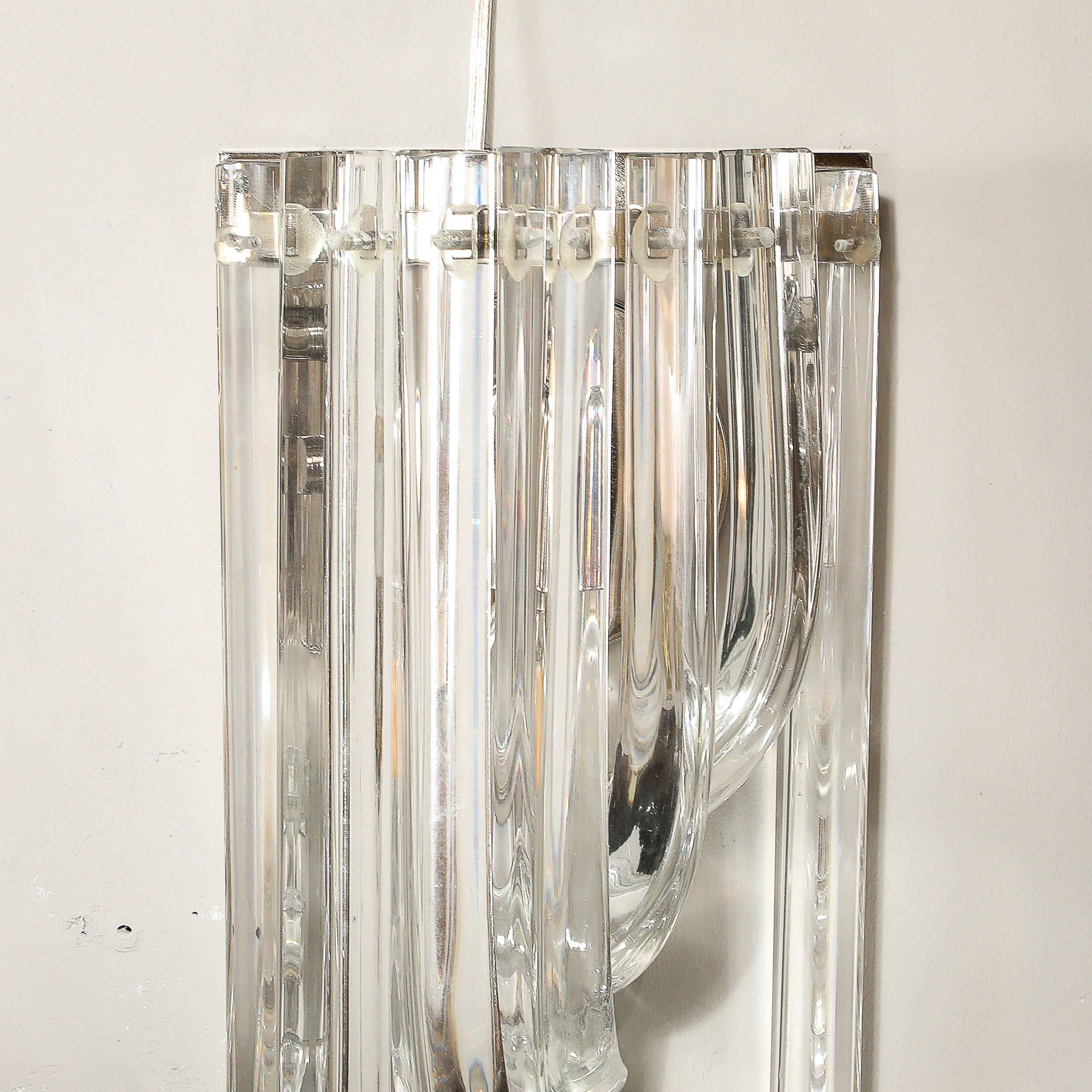 Paire d'appliques à ruban en verre de Murano translucide soufflé à la bouche, de style moderne en vente 3