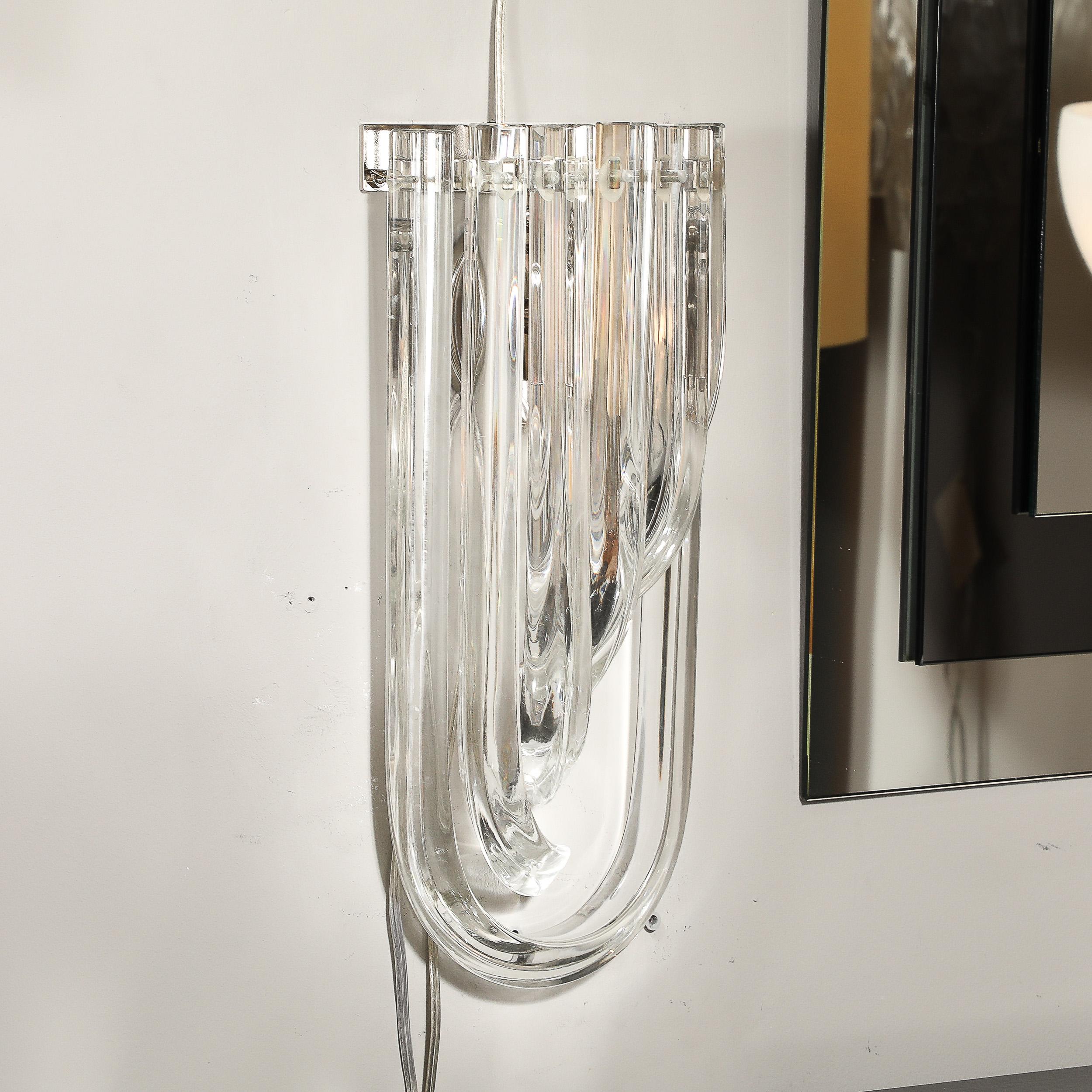 Paire d'appliques à ruban en verre de Murano translucide soufflé à la bouche, de style moderne en vente 4