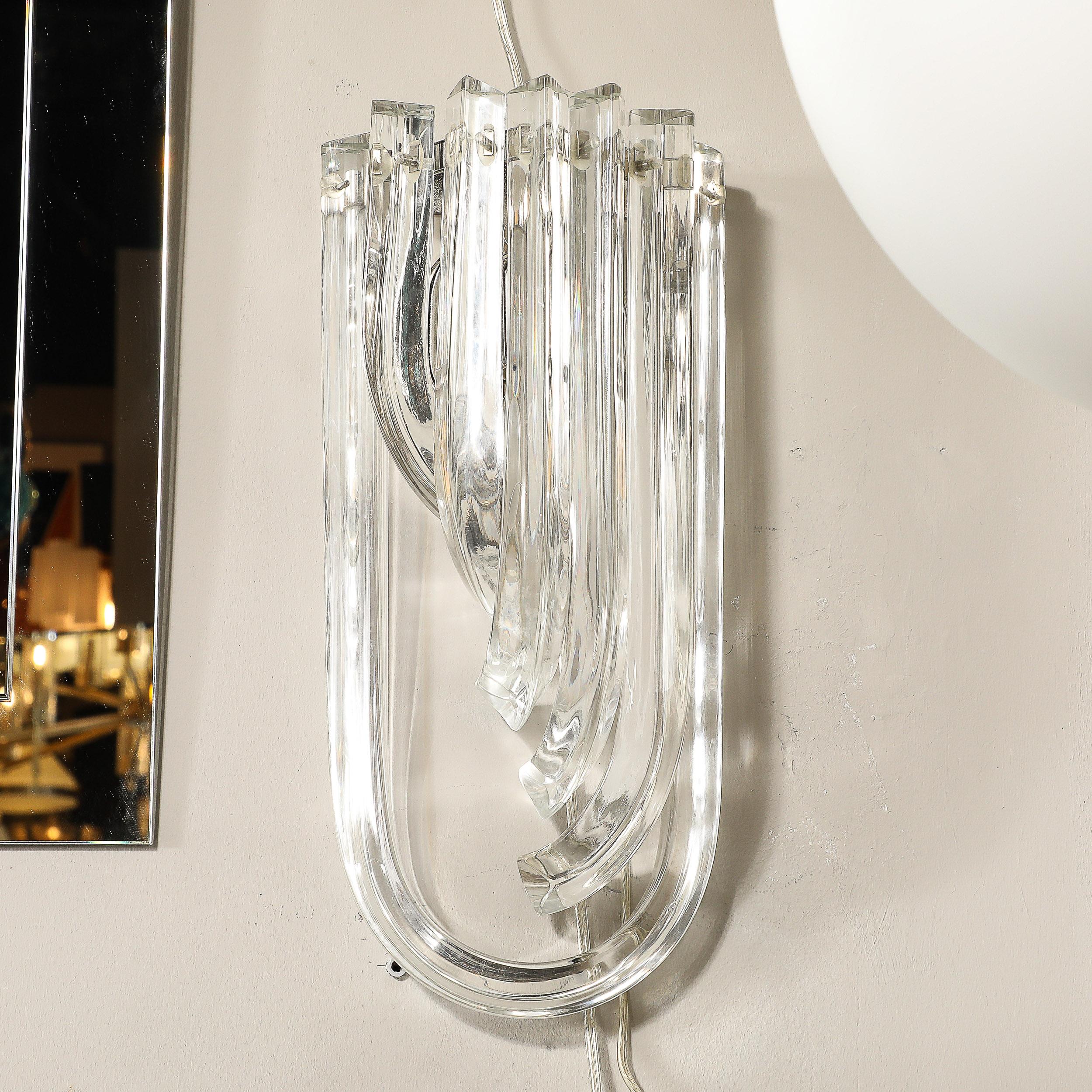 Coppia modernista di lampade a nastro in vetro traslucido di Murano soffiato a mano in vendita 10