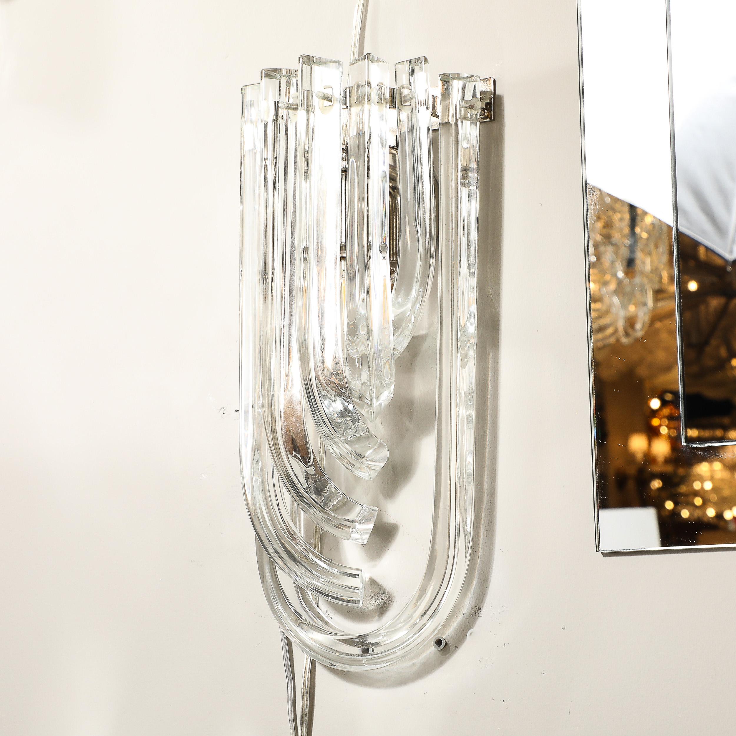 Coppia modernista di lampade a nastro in vetro traslucido di Murano soffiato a mano in vendita 11