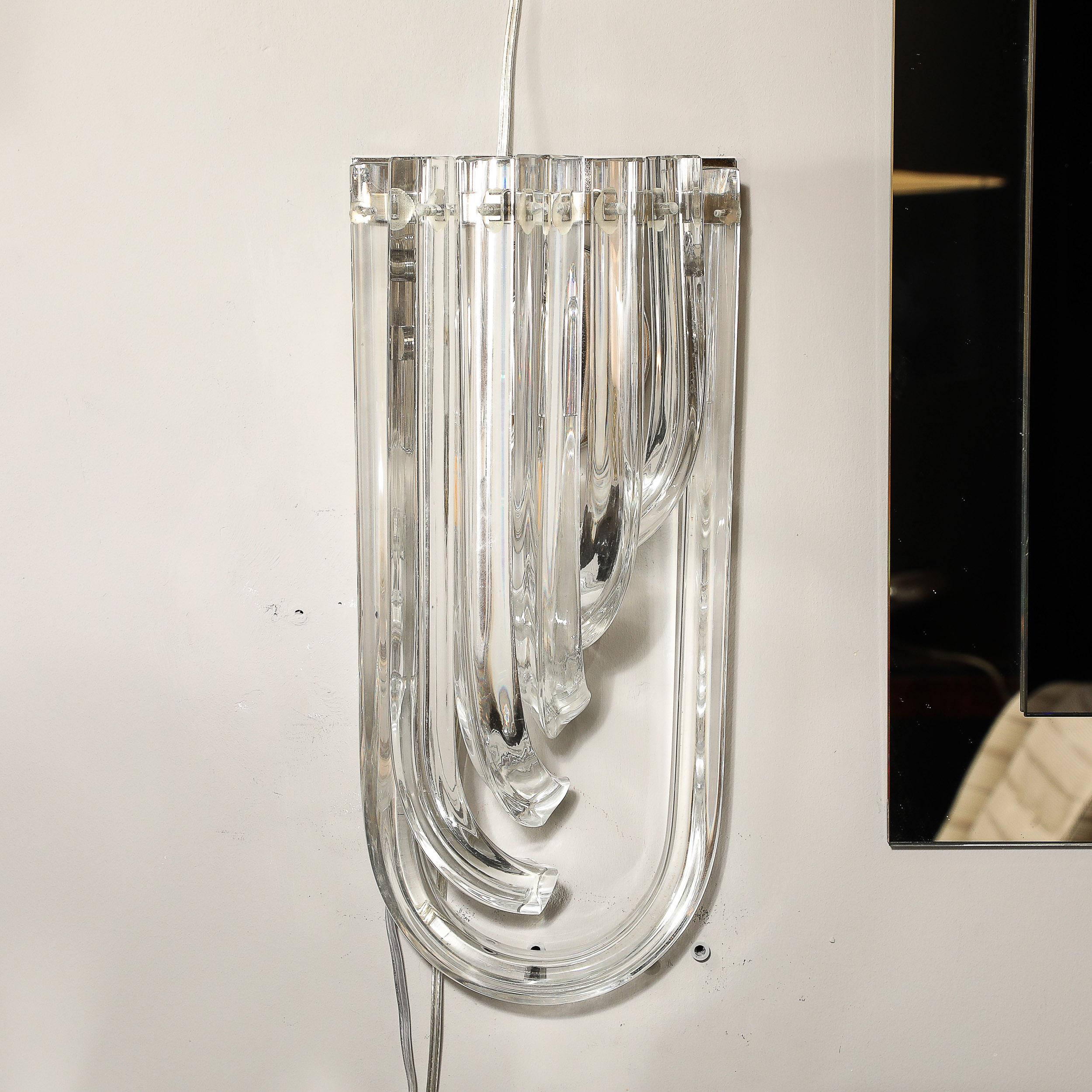 Paire d'appliques à ruban en verre de Murano translucide soufflé à la bouche, de style moderne en vente 2