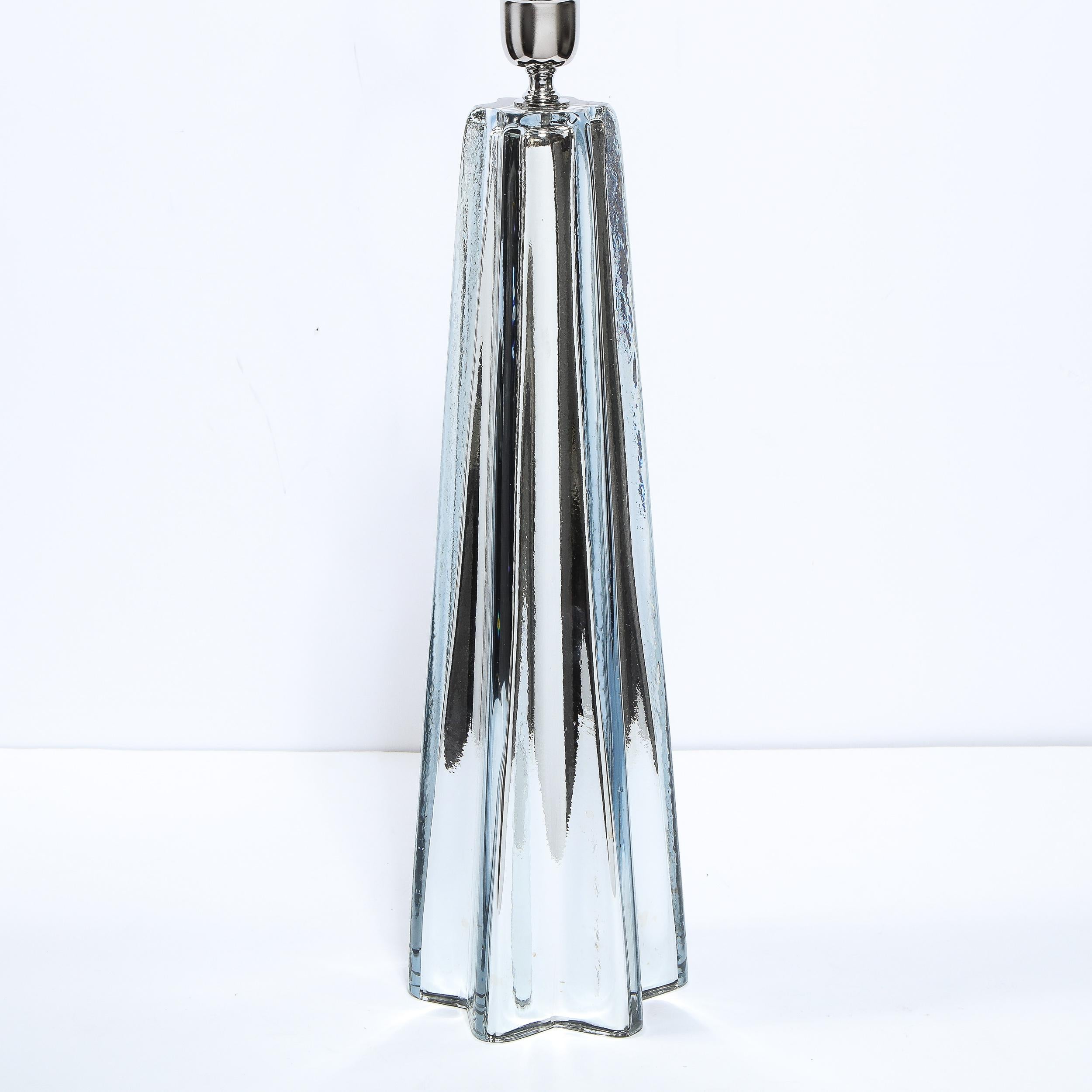 Modernist Pair of Handblown X-Form Lamps in Handblown Murano Mercury Glass For Sale 4