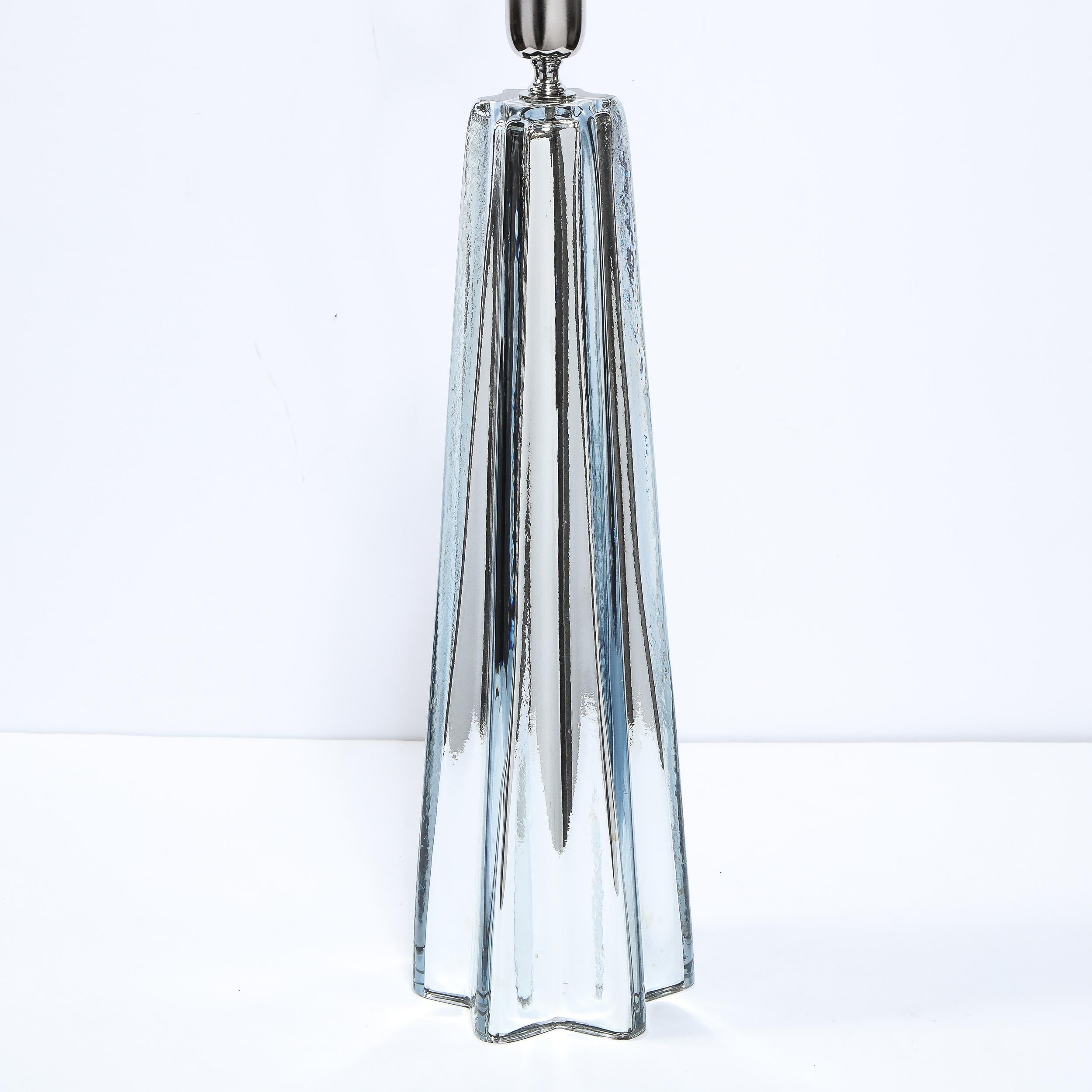 Modernist Pair of Handblown X-Form Lamps in Handblown Murano Mercury Glass For Sale 5