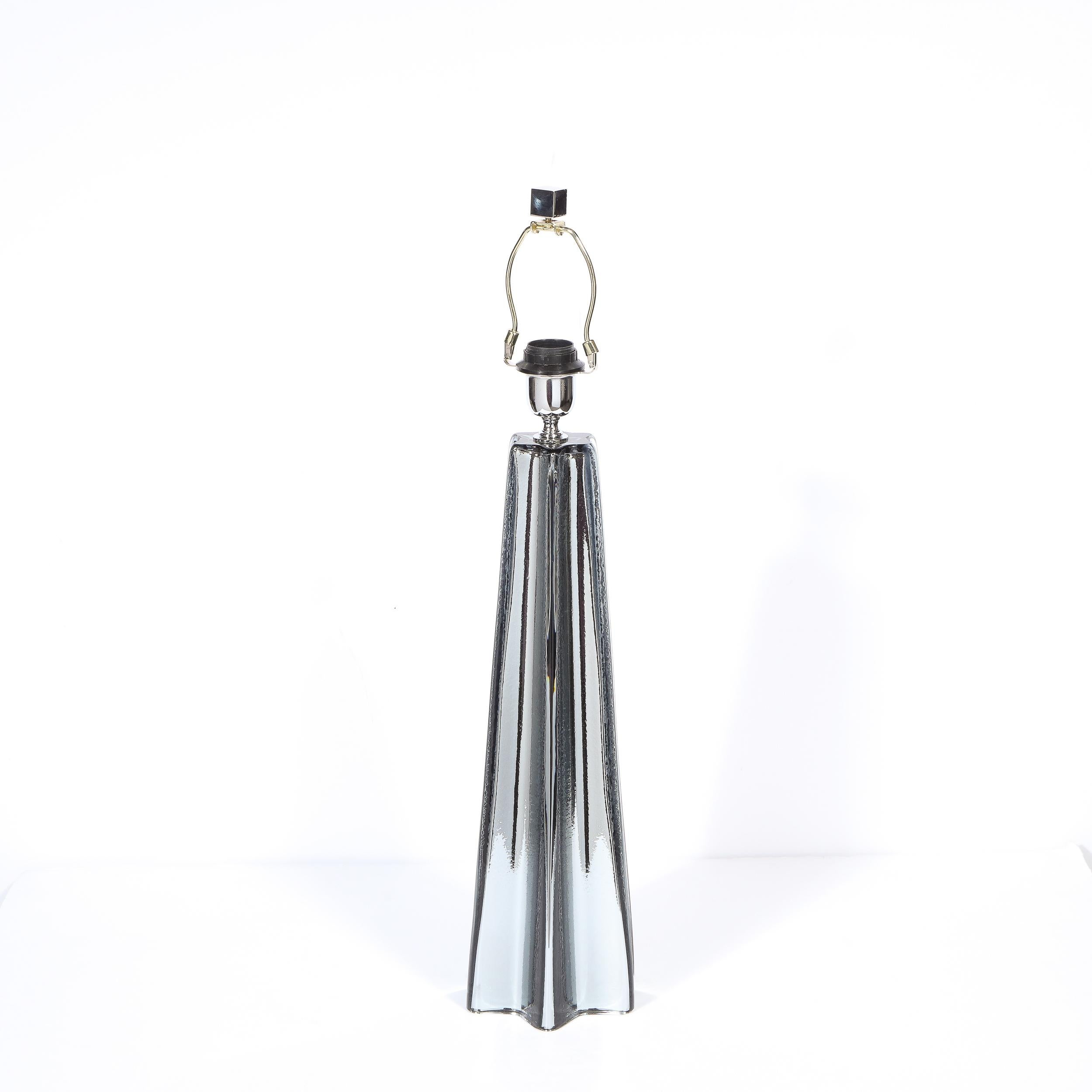 Modernist Pair of Handblown X-Form Lamps in Handblown Murano Mercury Glass For Sale 5