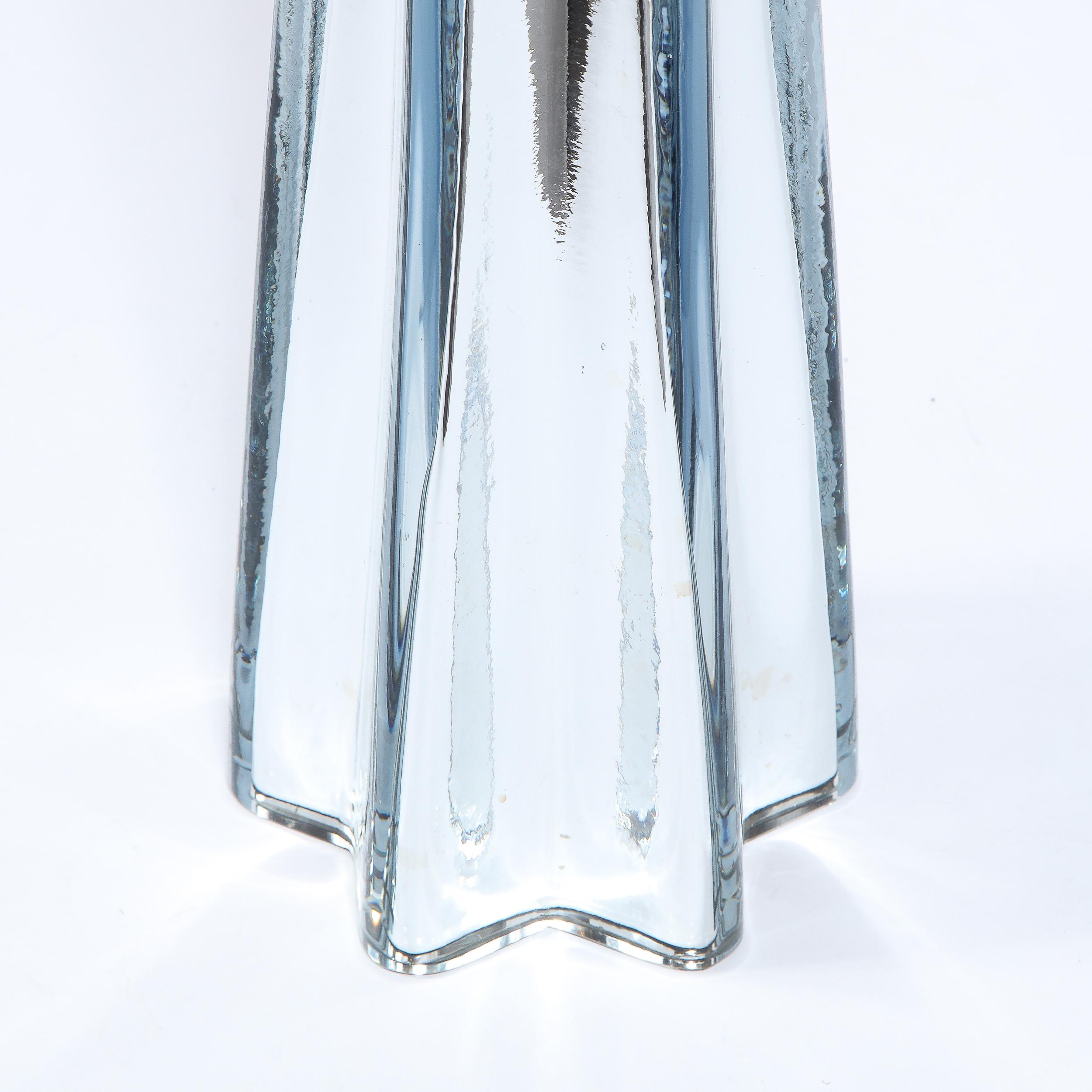 Modernist Pair of Handblown X-Form Lamps in Handblown Murano Mercury Glass For Sale 6