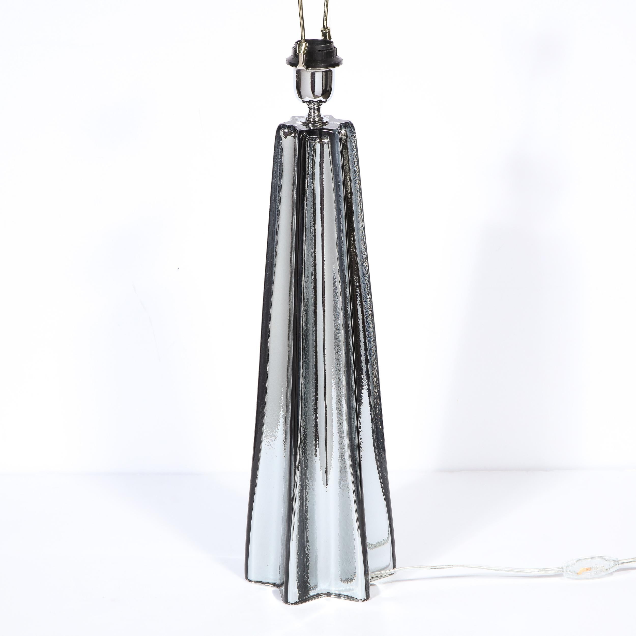 Paar mundgeblasene X-förmige Lampen aus mundgeblasenem Murano-Quecksilberglas, modernistische Moderne im Angebot 6