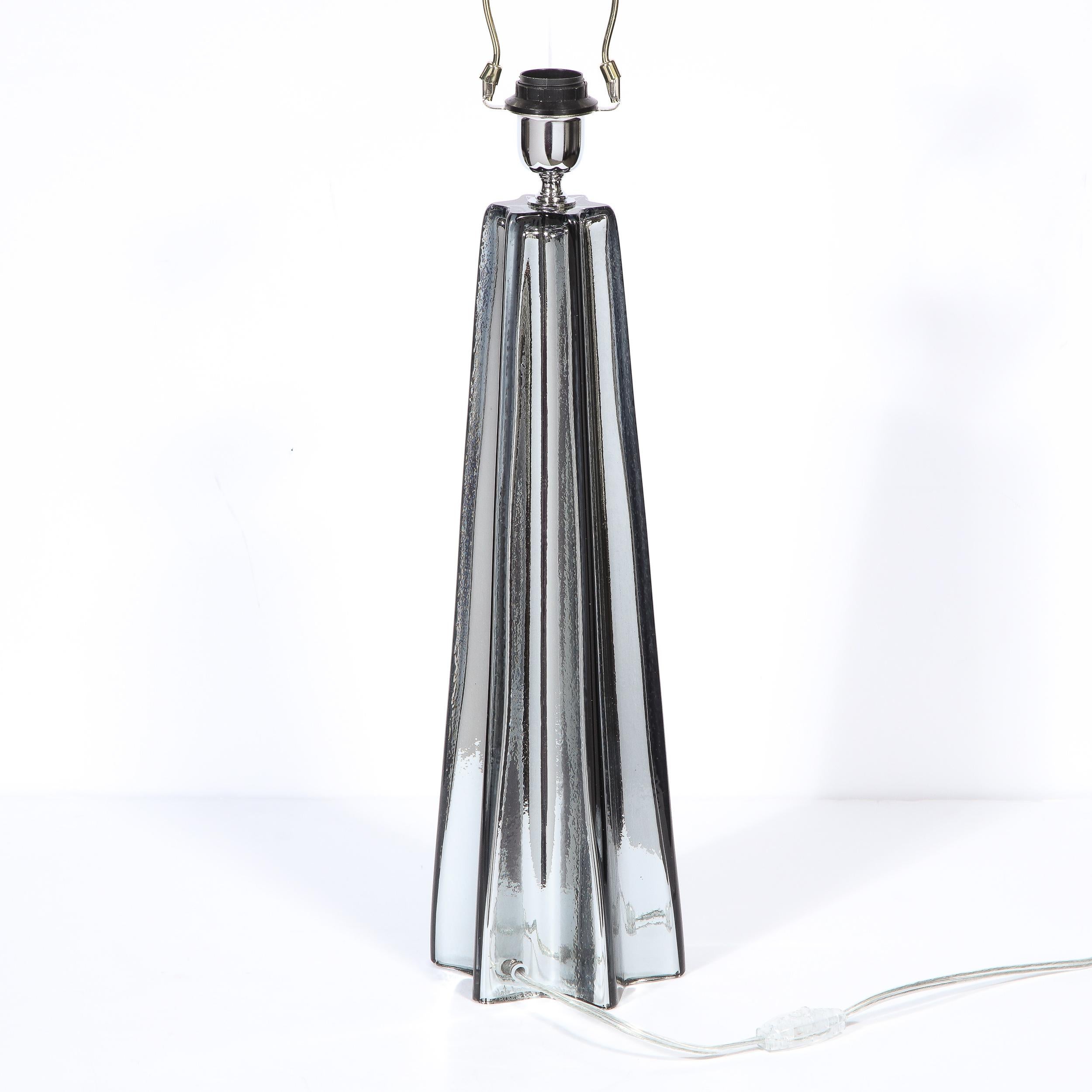 Paar mundgeblasene X-förmige Lampen aus mundgeblasenem Murano-Quecksilberglas, modernistische Moderne im Angebot 7