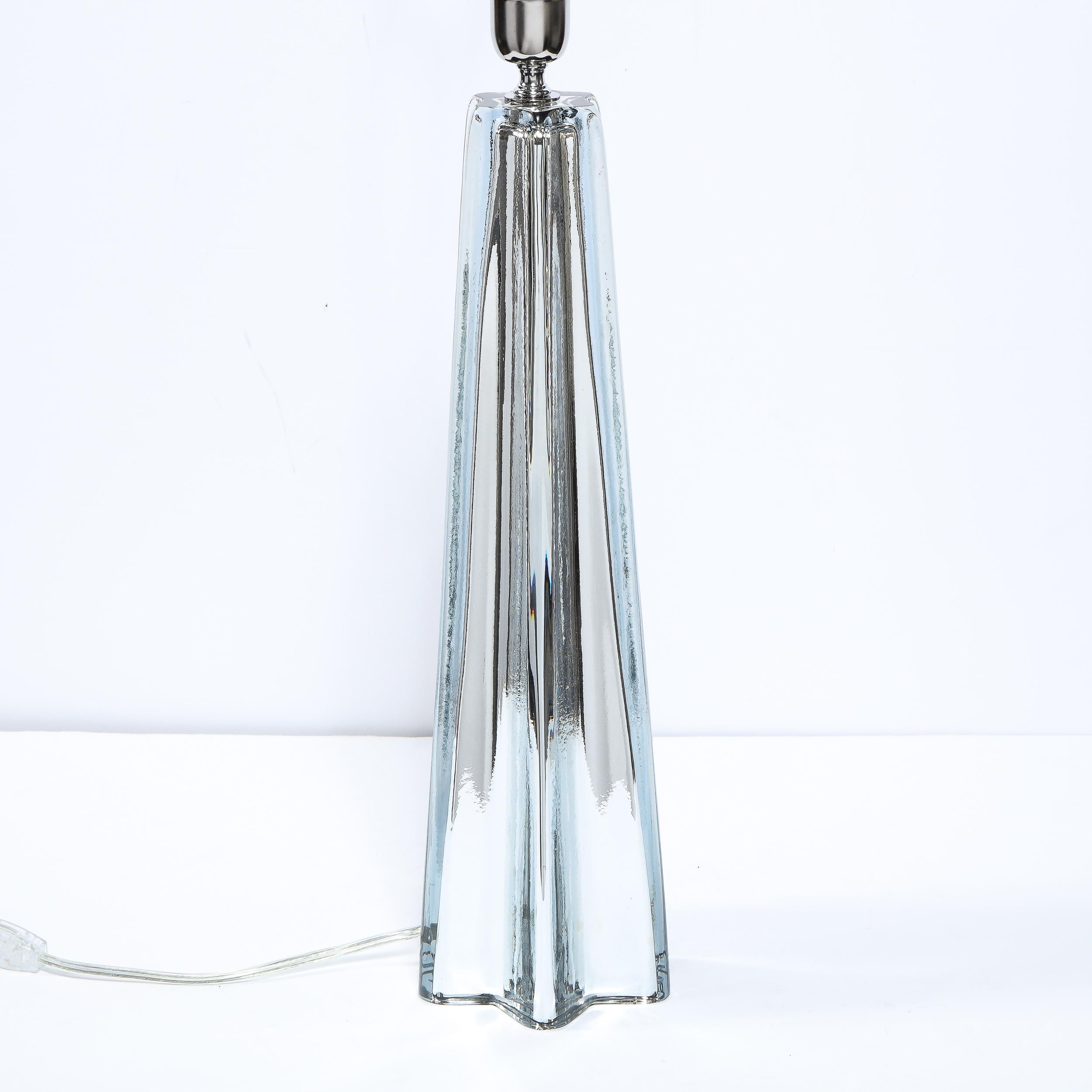 Modernist Pair of Handblown X-Form Lamps in Handblown Murano Mercury Glass For Sale 8