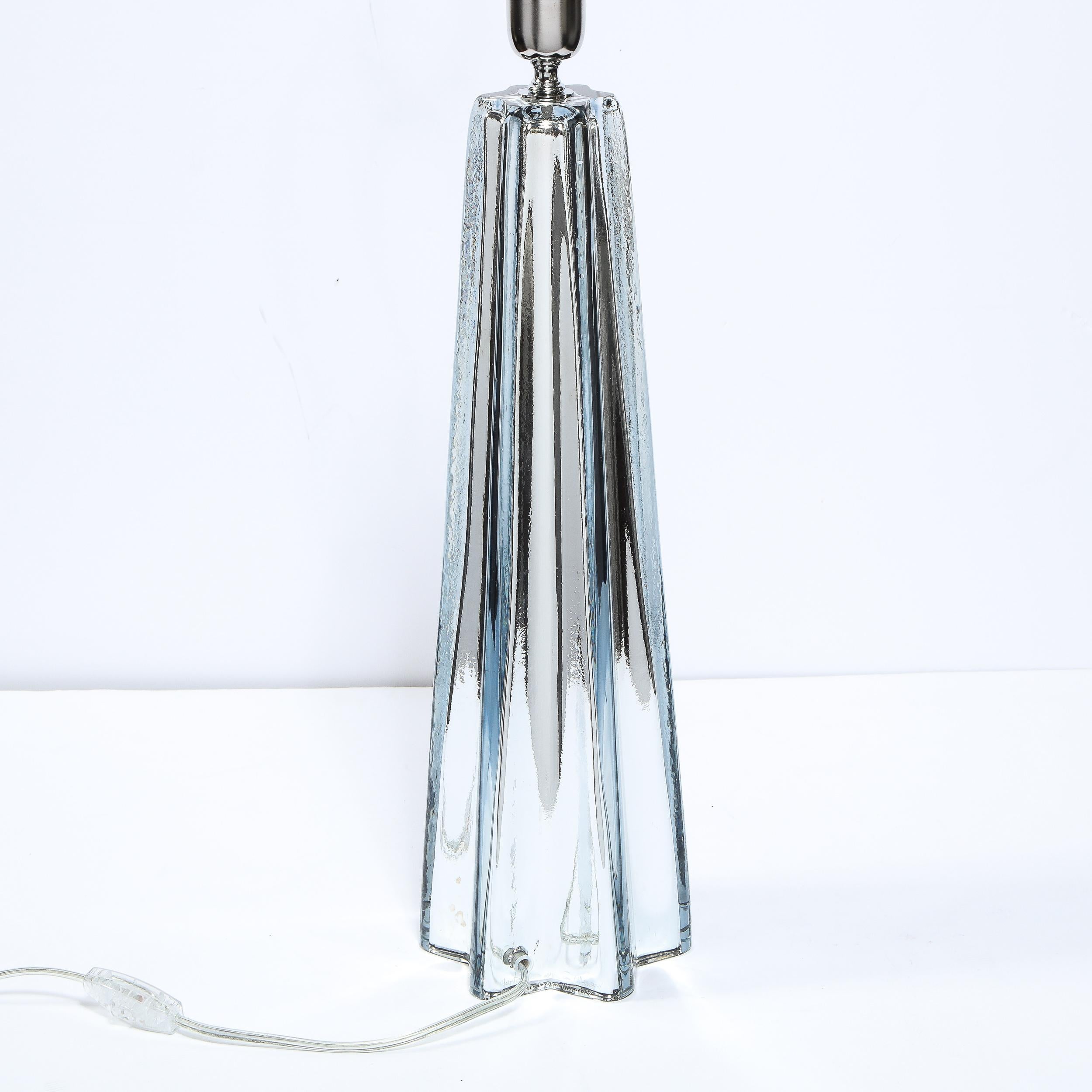 Modernist Pair of Handblown X-Form Lamps in Handblown Murano Mercury Glass For Sale 9