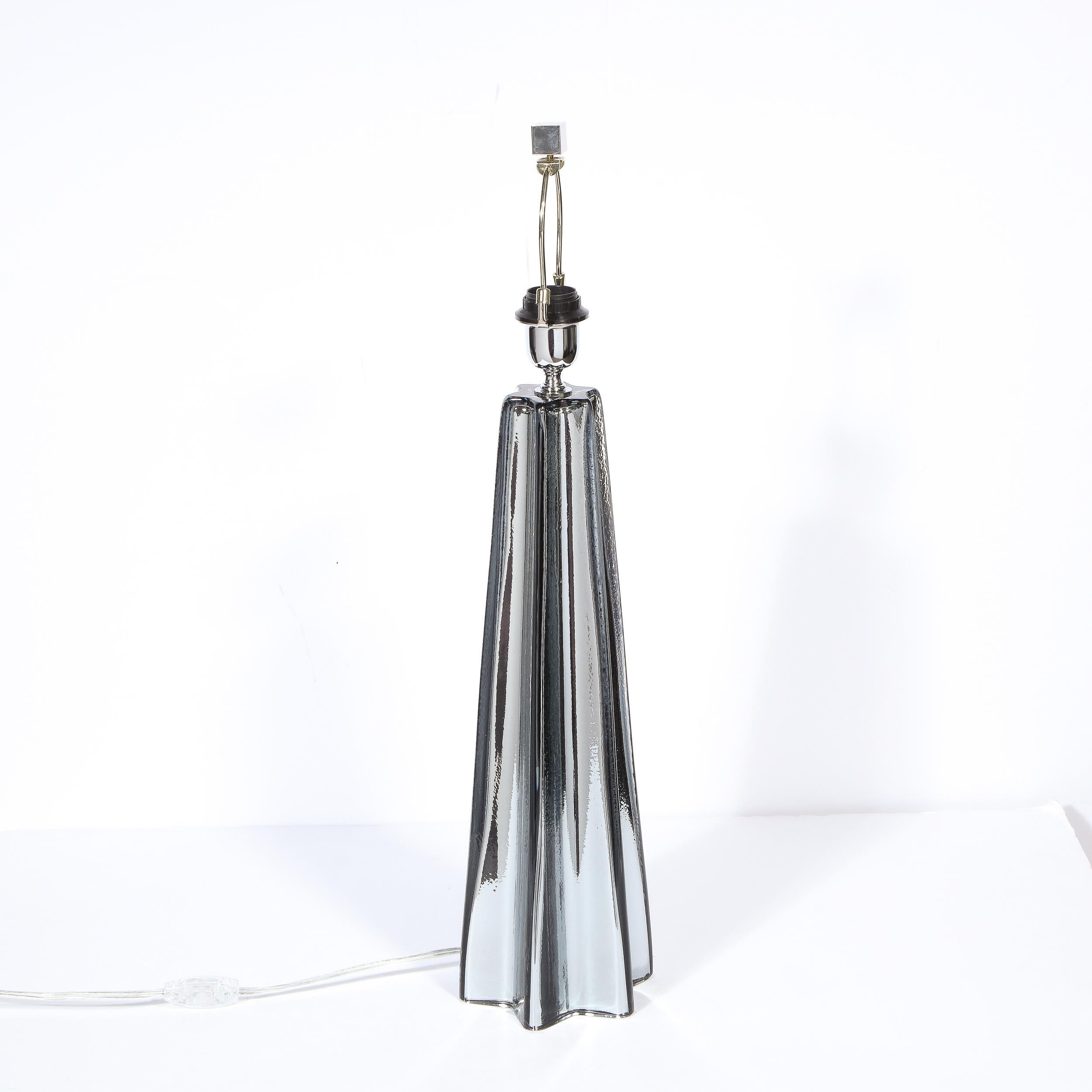 Modernist Pair of Handblown X-Form Lamps in Handblown Murano Mercury Glass For Sale 9