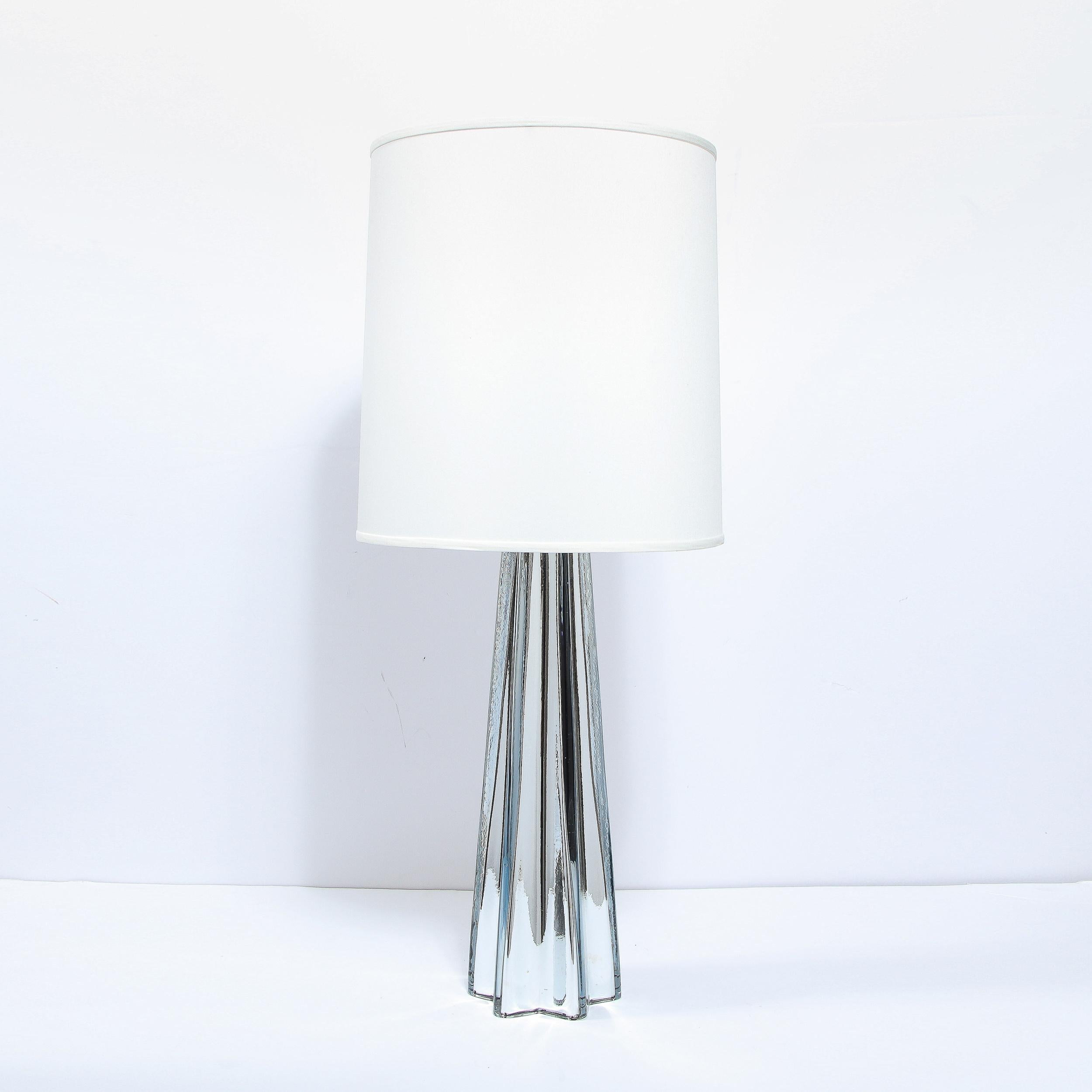 Italian Modernist Pair of Handblown X-Form Lamps in Handblown Murano Mercury Glass For Sale