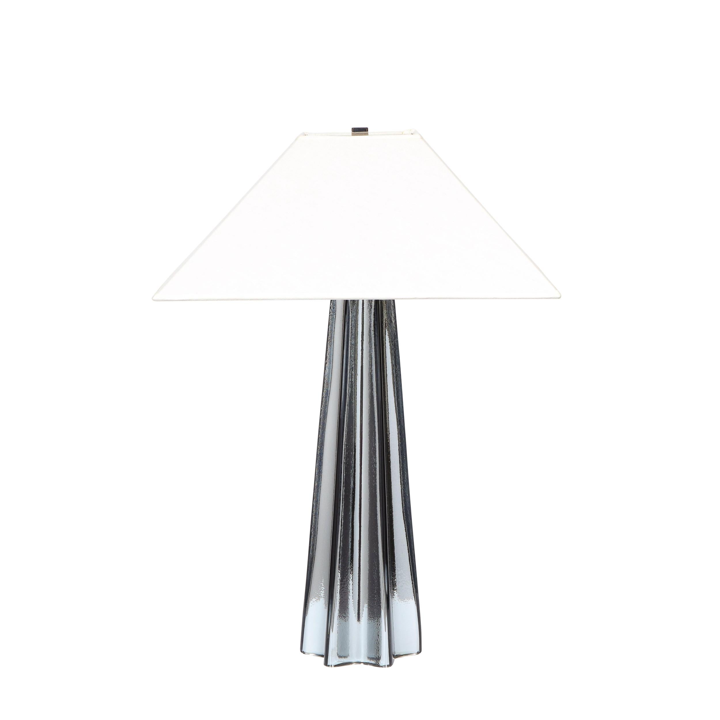 Italian Modernist Pair of Handblown X-Form Lamps in Handblown Murano Mercury Glass For Sale
