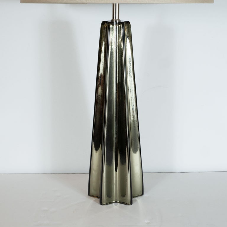 Murano Glass Modernist Pair of Handblown X-Form Lamps in Handblown Murano Mercury Glass For Sale