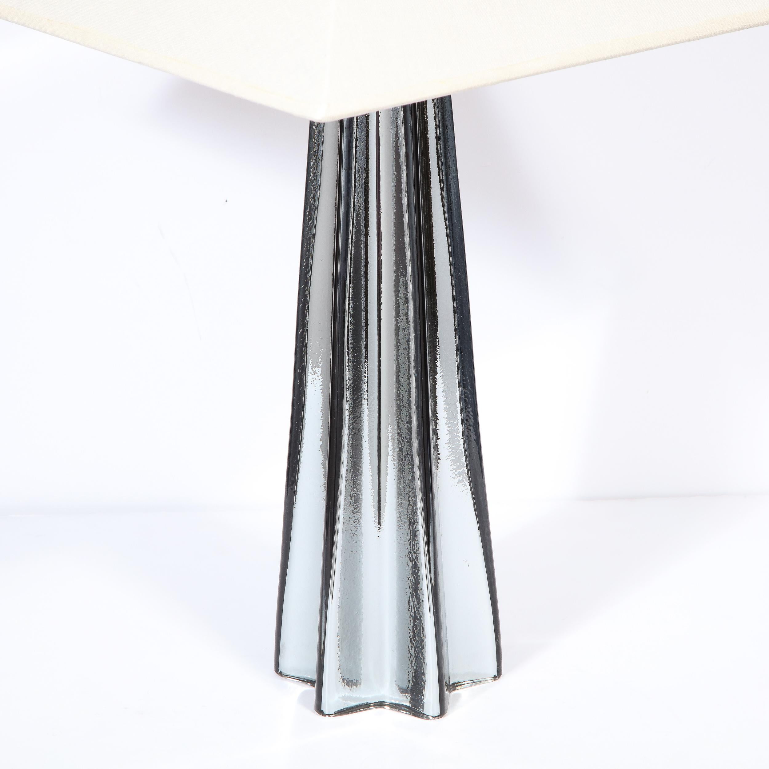 Murano Glass Modernist Pair of Handblown X-Form Lamps in Handblown Murano Mercury Glass For Sale