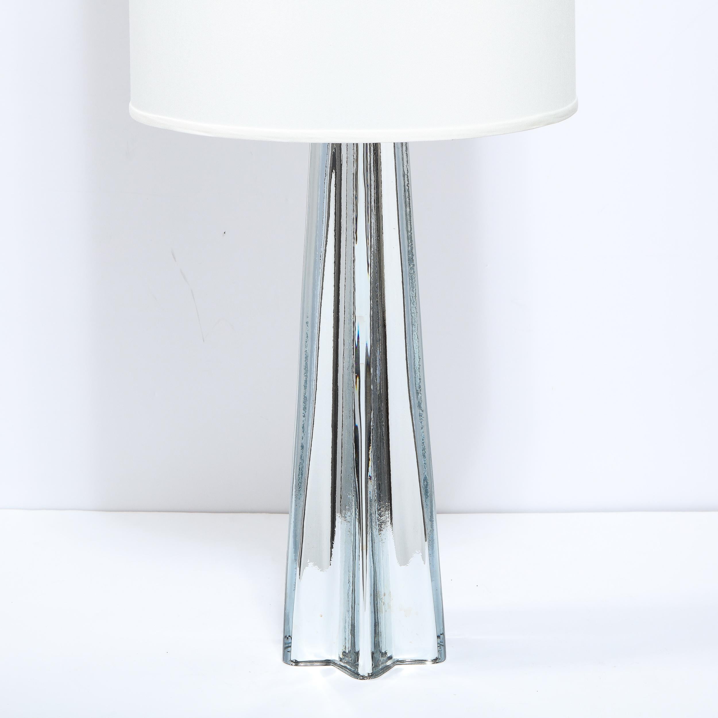 Modernist Pair of Handblown X-Form Lamps in Handblown Murano Mercury Glass For Sale 1