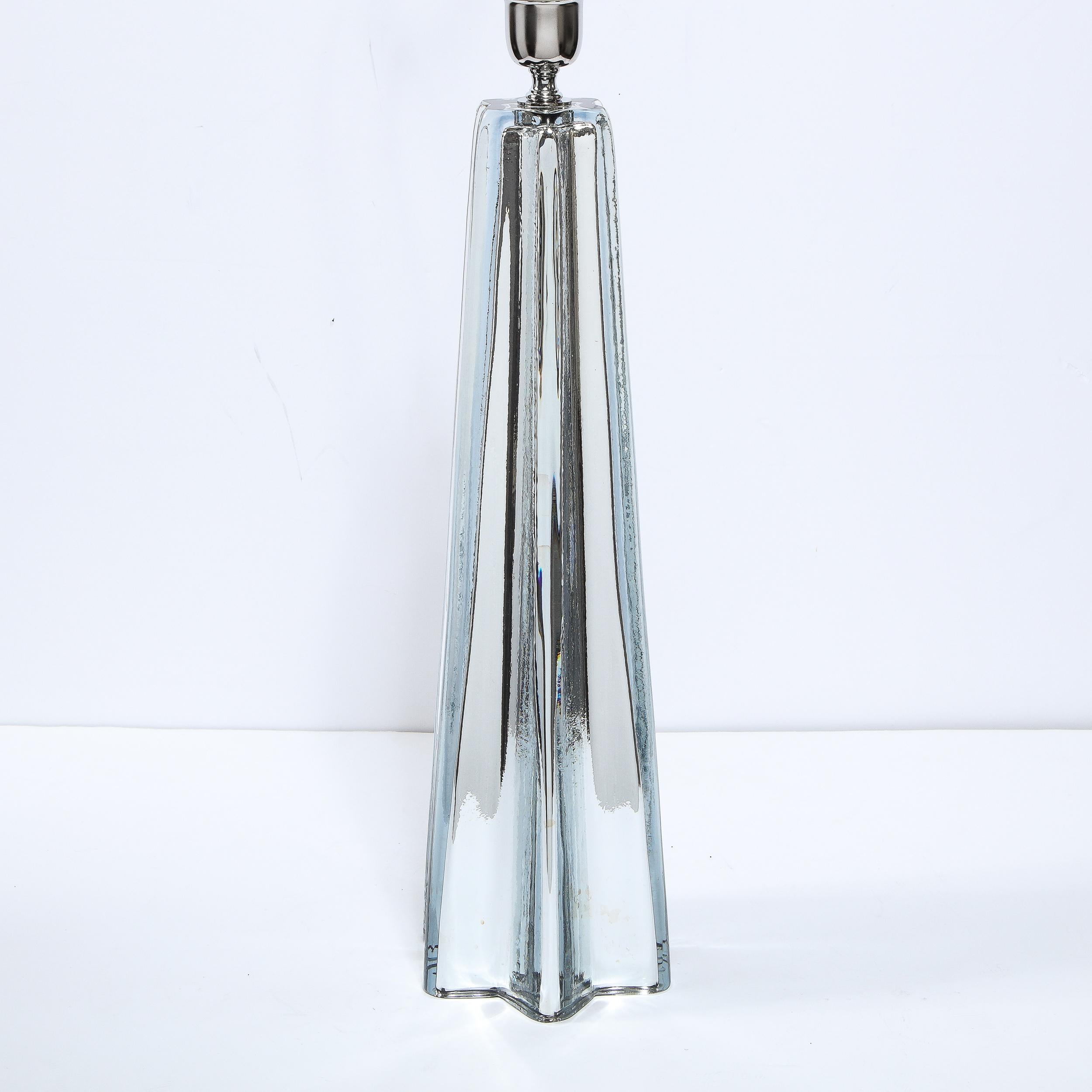 Modernist Pair of Handblown X-Form Lamps in Handblown Murano Mercury Glass For Sale 2