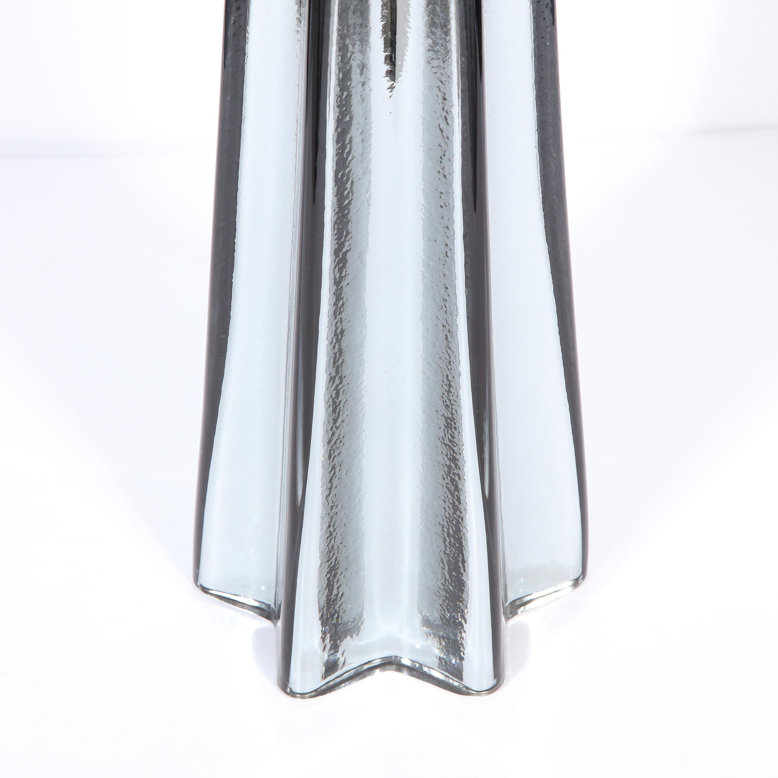 Modernist Pair of Handblown X-Form Lamps in Handblown Murano Mercury Glass For Sale 3