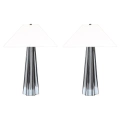 Paire de lampes modernistes en forme de X en verre de Murano mercuré soufflé à la main