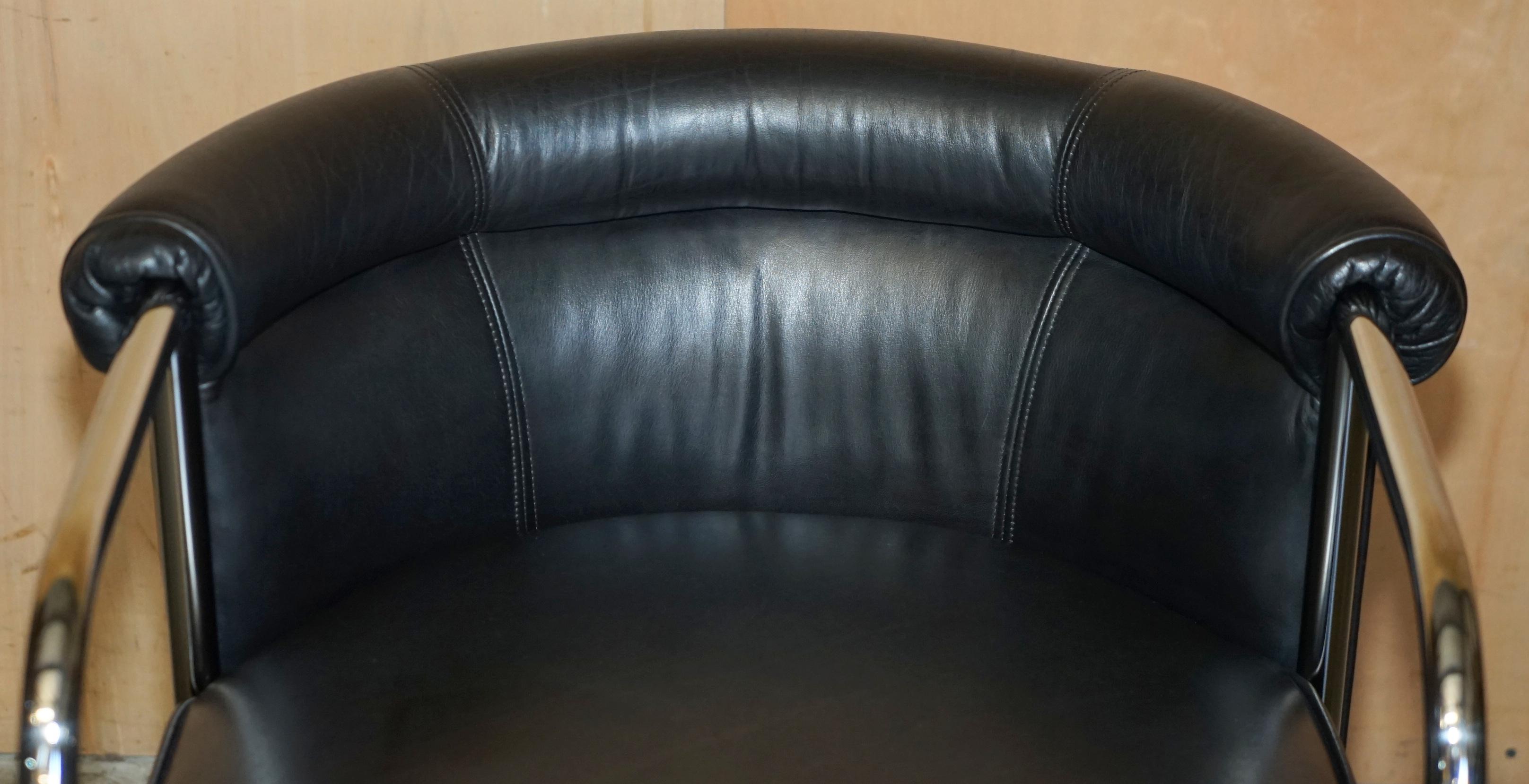 COPPIA MODERNISTA DI POLTRONE TUBOLARI CROMATE IN PELLE NERA DI Ralph Lauren In condizioni buone in vendita a West Sussex, Pulborough