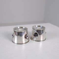 Modernist Pair of Reijo Sirkeoja Silver Candle Holders, Kultakeskus Finland 1967
