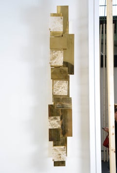 Pair of brass sconces with rock crystals by Studio Glustin