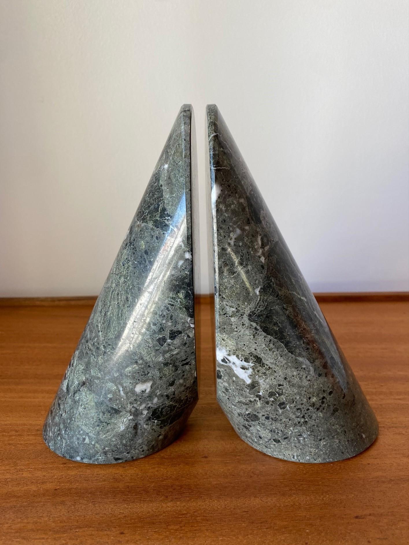 Mid-Century Modern Modernist Pair of Solid Marble Bookends Memphis Era For Sale