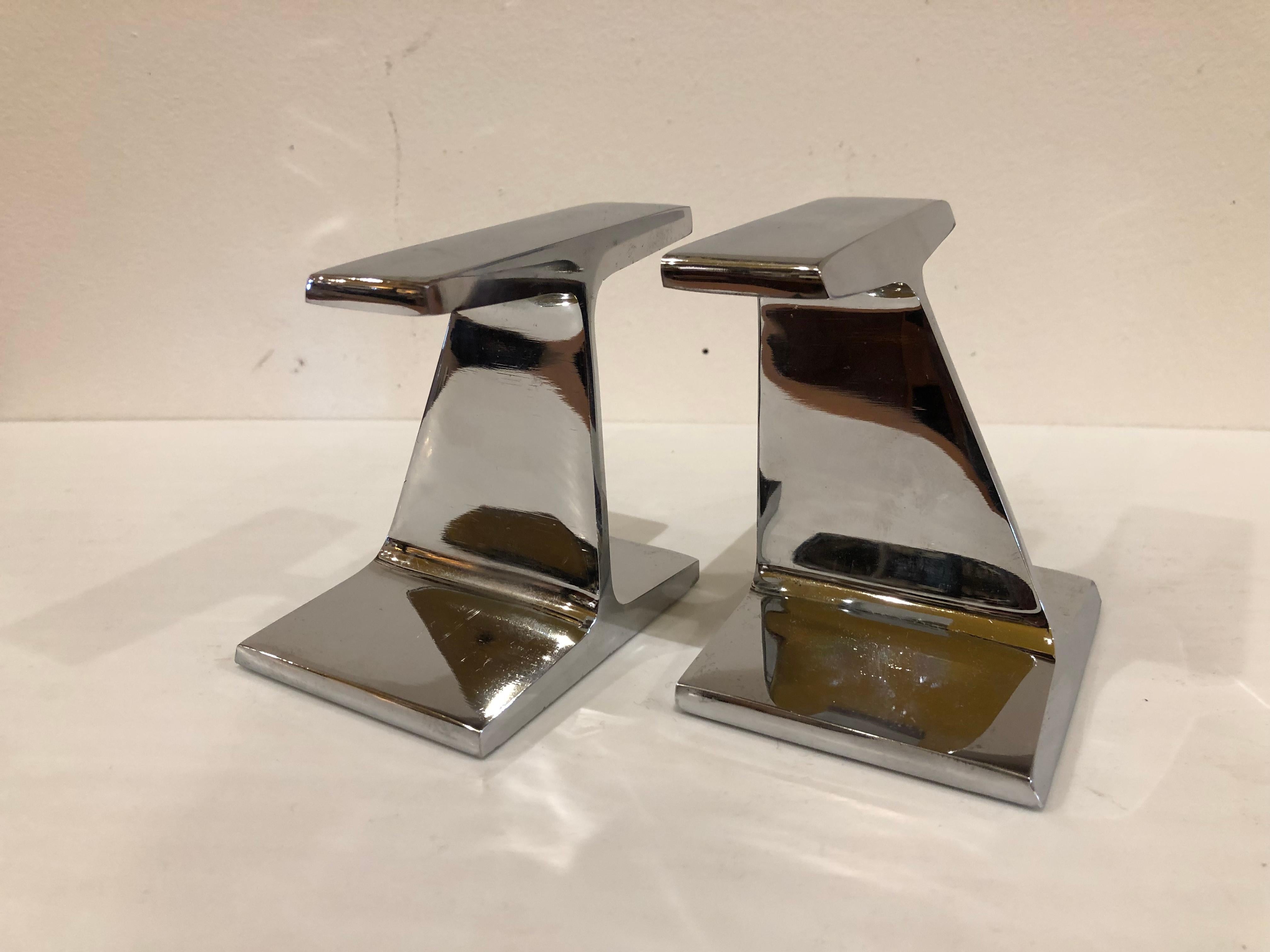 Modernist Pair of Steel I Beam Bookends by Bill Curry for Design line In Excellent Condition In San Diego, CA