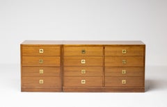 Modernist Pair of Walnut and Brass Chests of Drawers, Italy, 1965