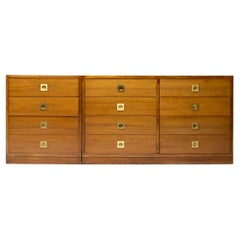 Modernist Pair of Walnut and Brass Chests of Drawers, Italy, 1965