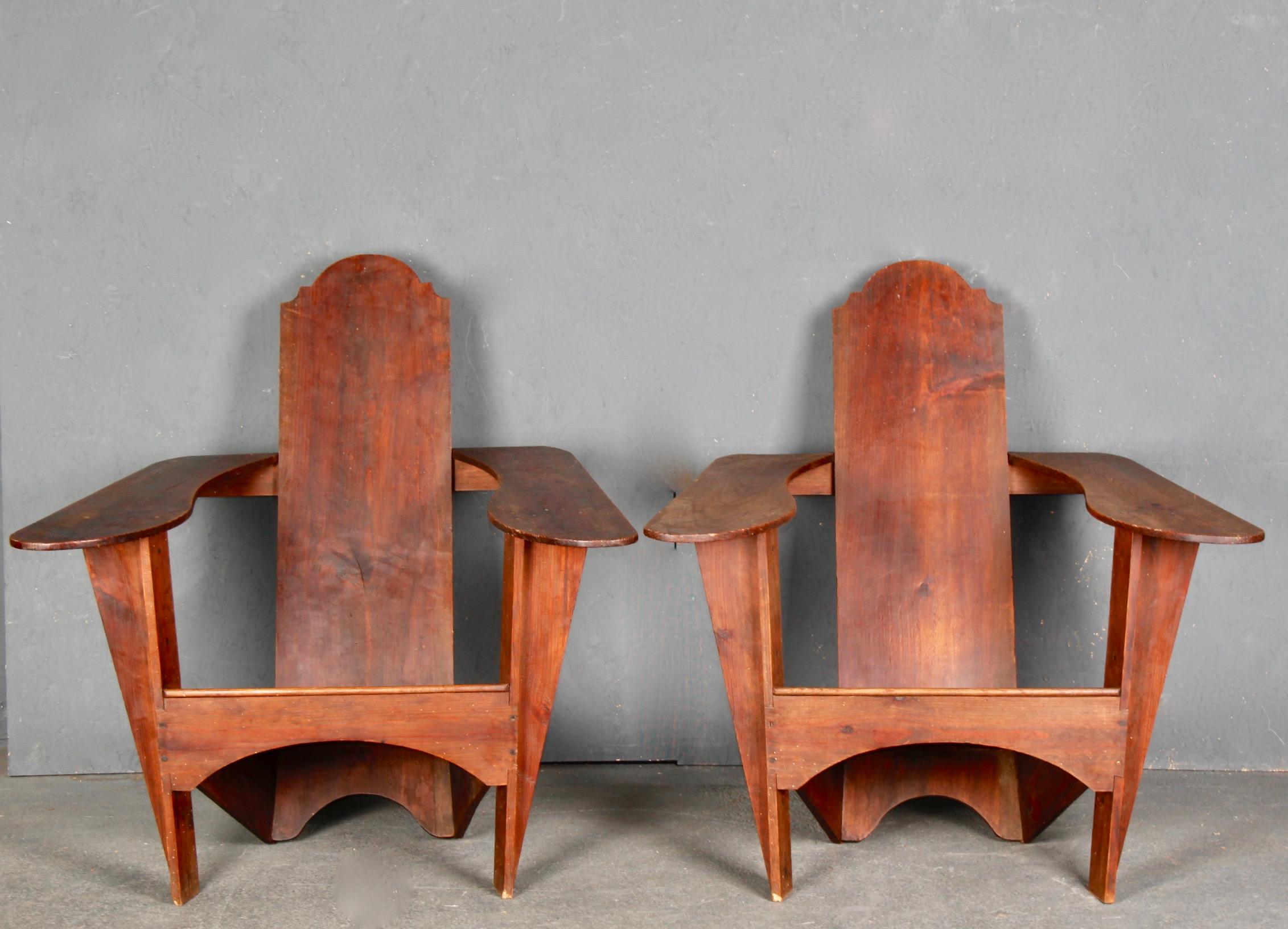 Modernist Pair of Wood Sculpture Armchairs For Sale 3