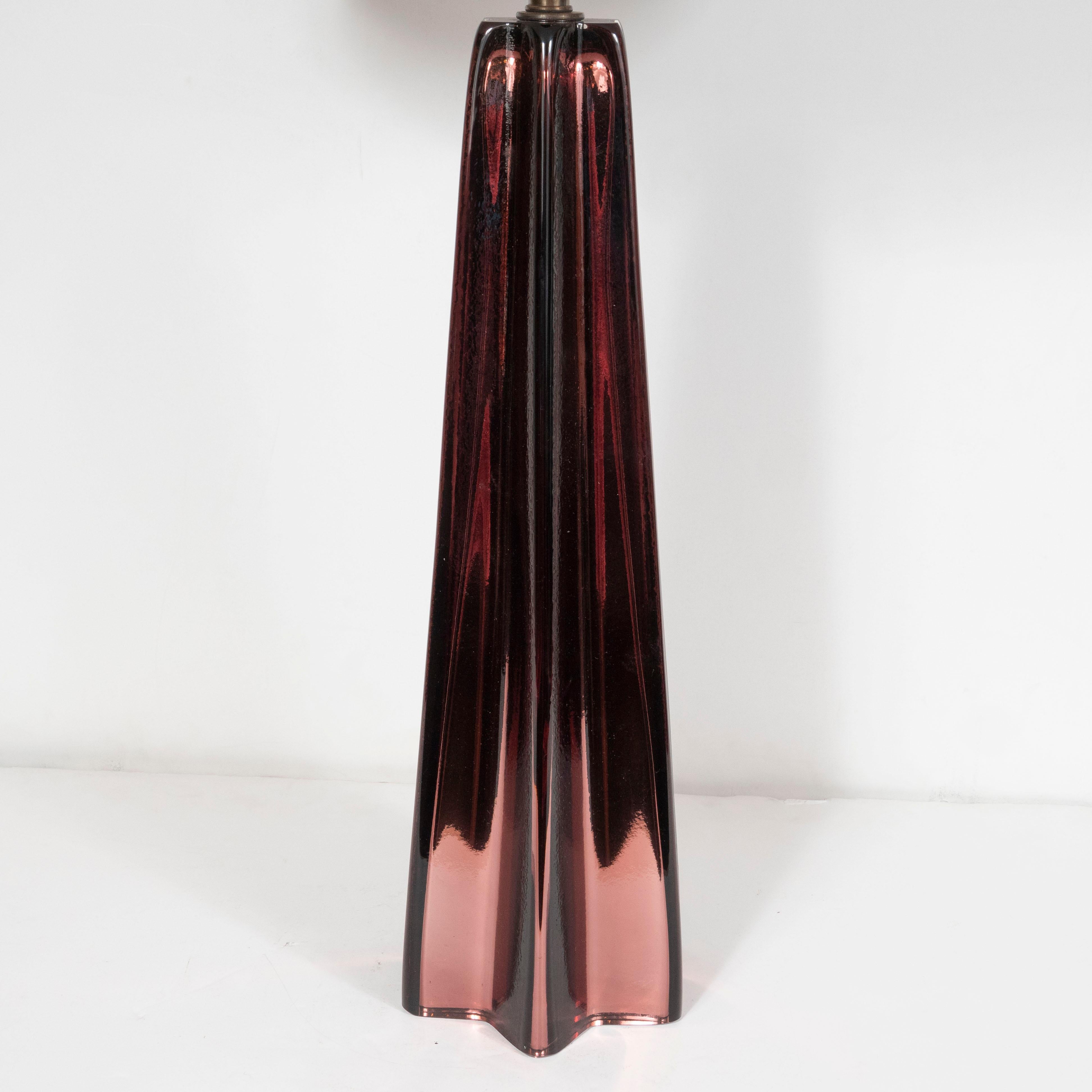 Modernist Pair of X-Form Lamps in Smoked Bronze Hand Blown Murano Mercury Glass 1