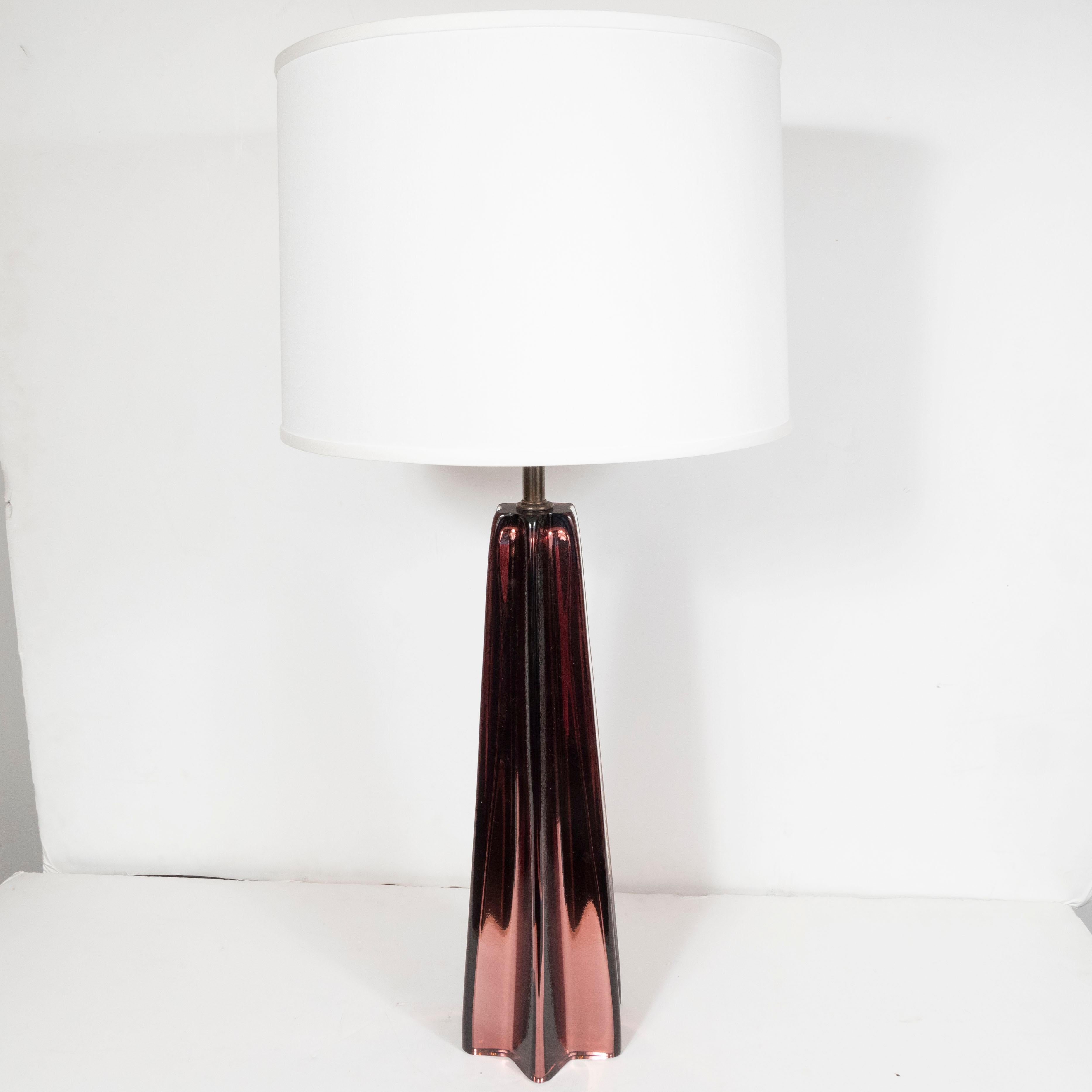 Modernist Pair of X-Form Lamps in Smoked Bronze Hand Blown Murano Mercury Glass 2