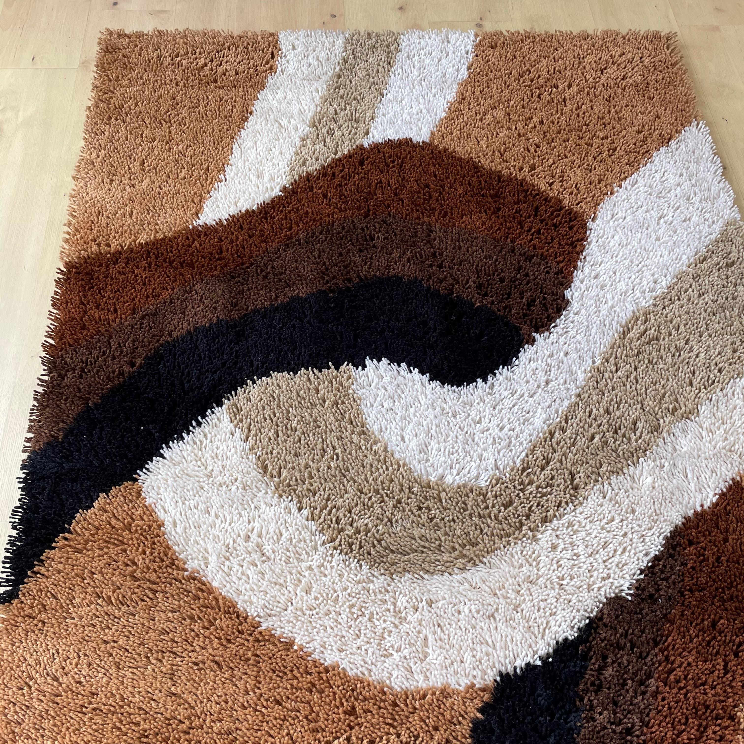 Modernist Panton Style High Pile Rya Rug by Concepts Intenational, 1970s 3