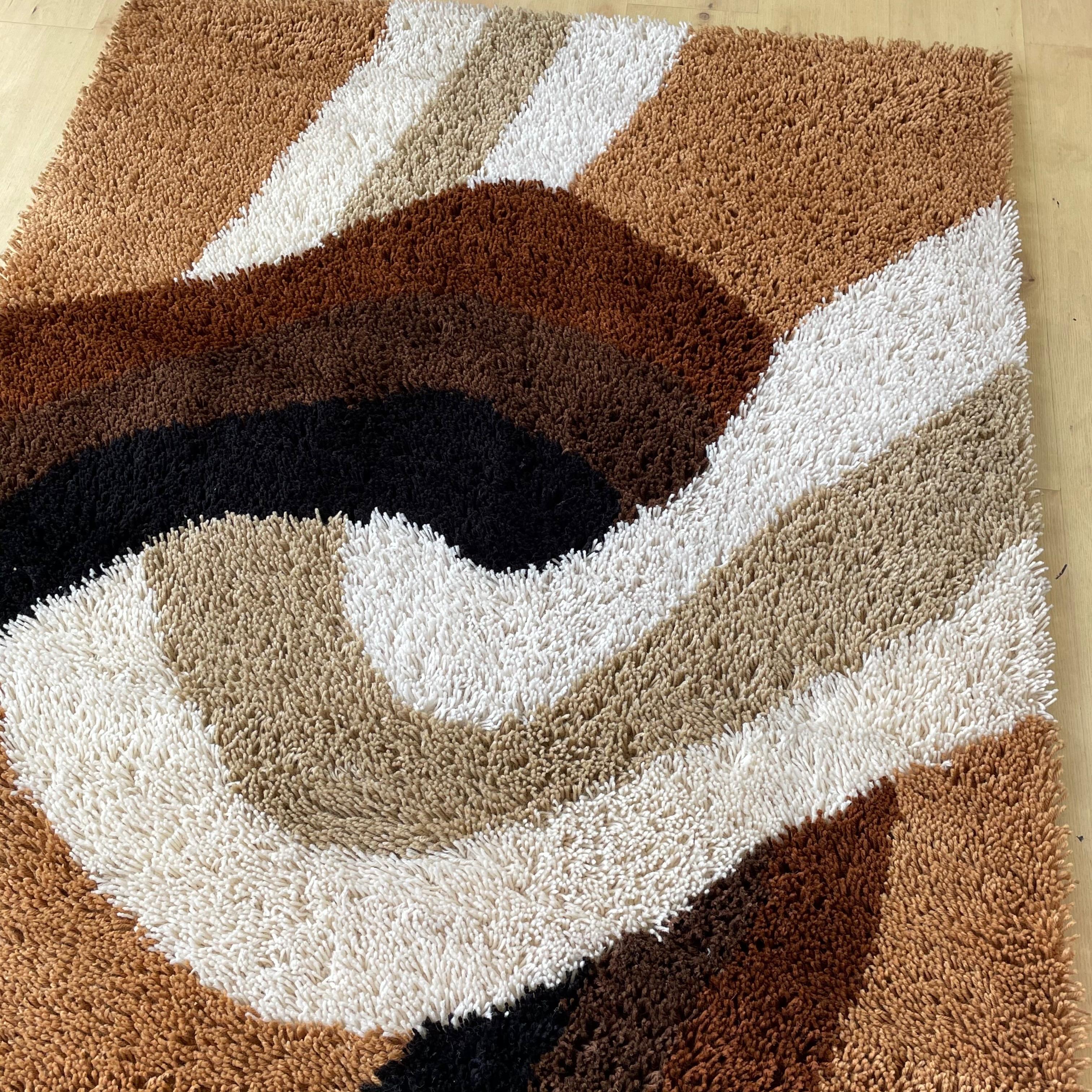 Modernist Panton Style High Pile Rya Rug by Concepts Intenational, 1970s 5