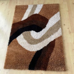 Modernist Panton Style High Pile Rya Rug by Concepts Intenational, 1970s