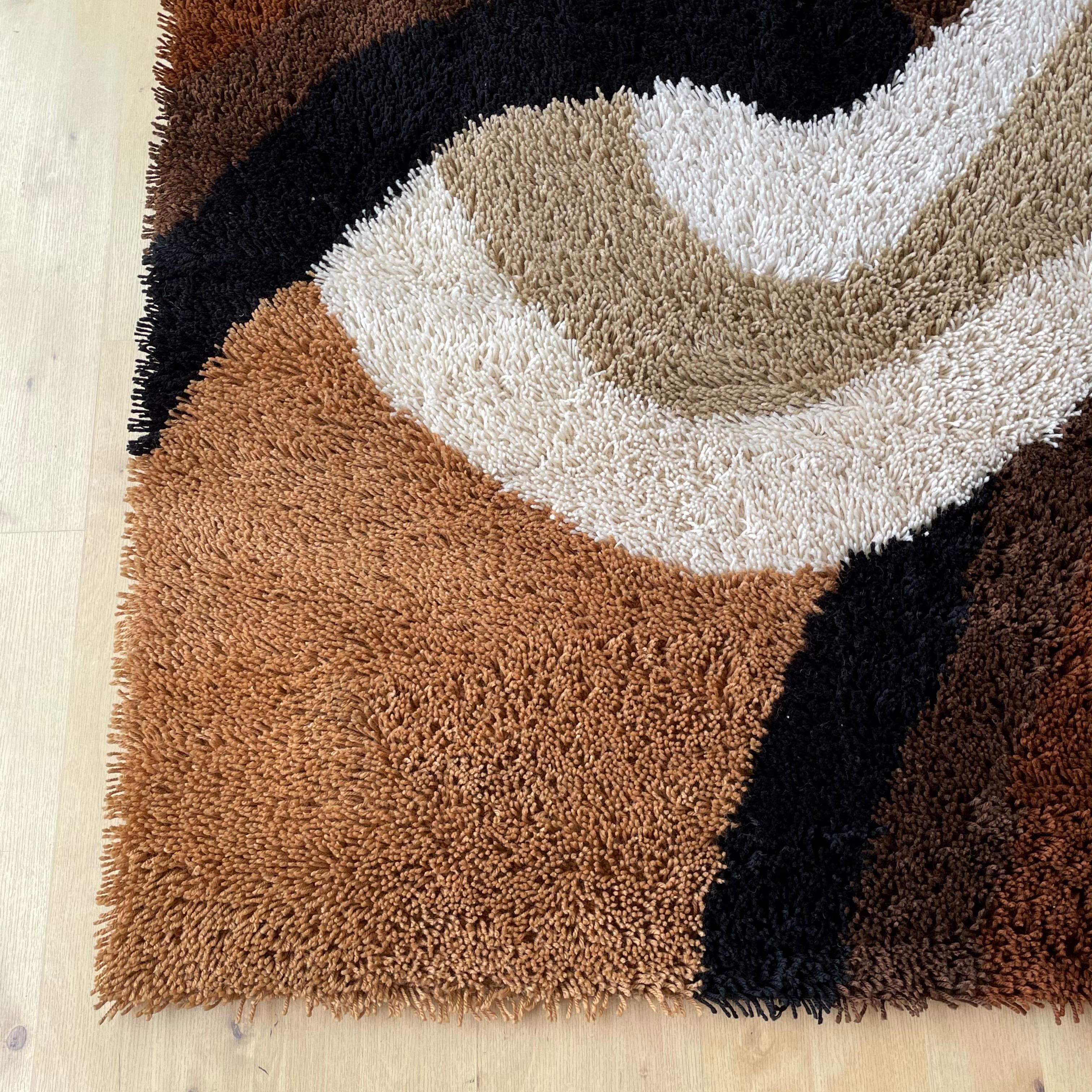 Modernist Panton Style High Pile Rya Rug by Concepts Intenational, 1970s 2