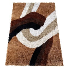 Modernist Panton Style High Pile Rya Rug by Concepts Intenational, 1970s