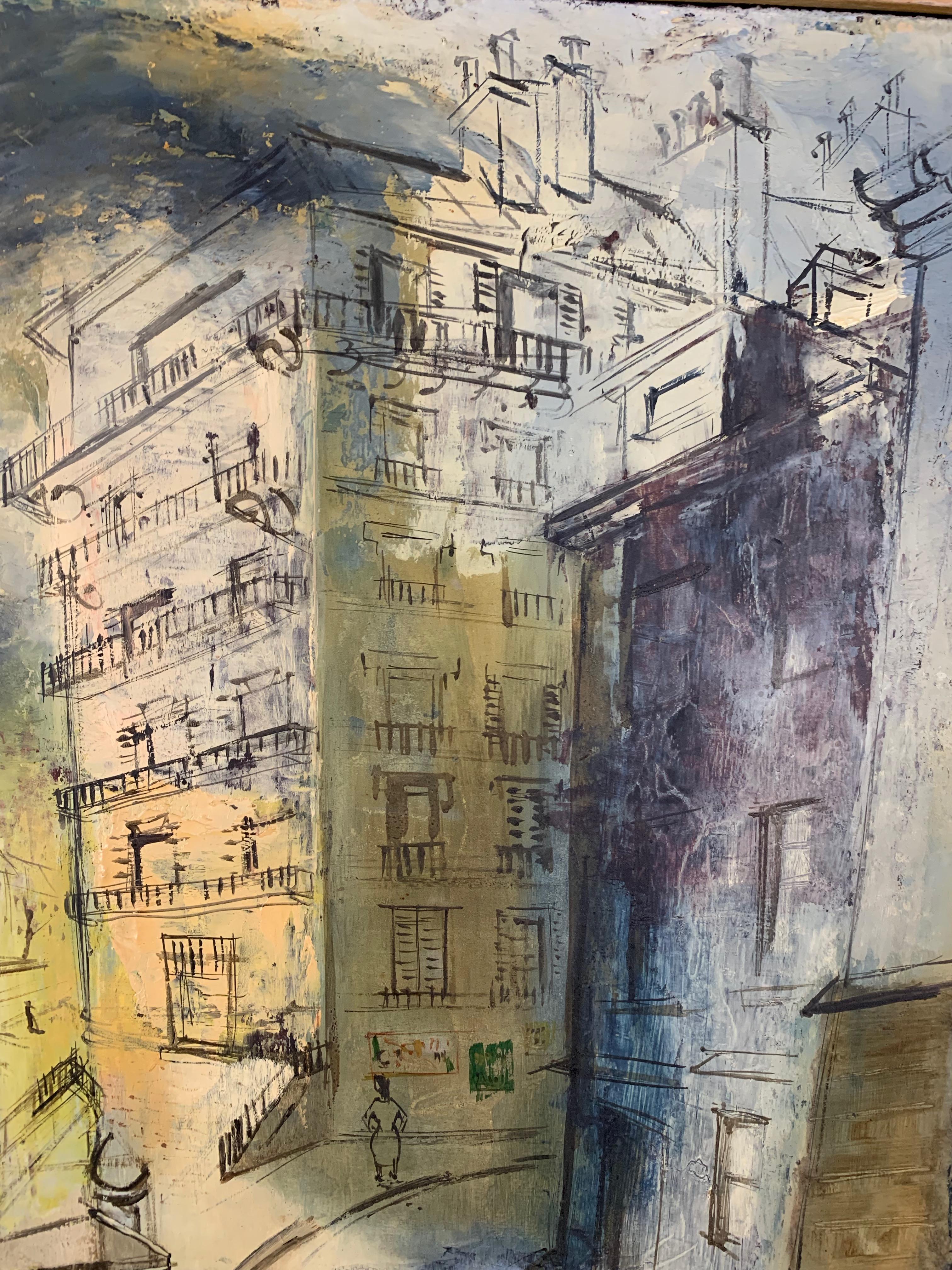 Pintura modernista de una escena callejera parisina en venta 3