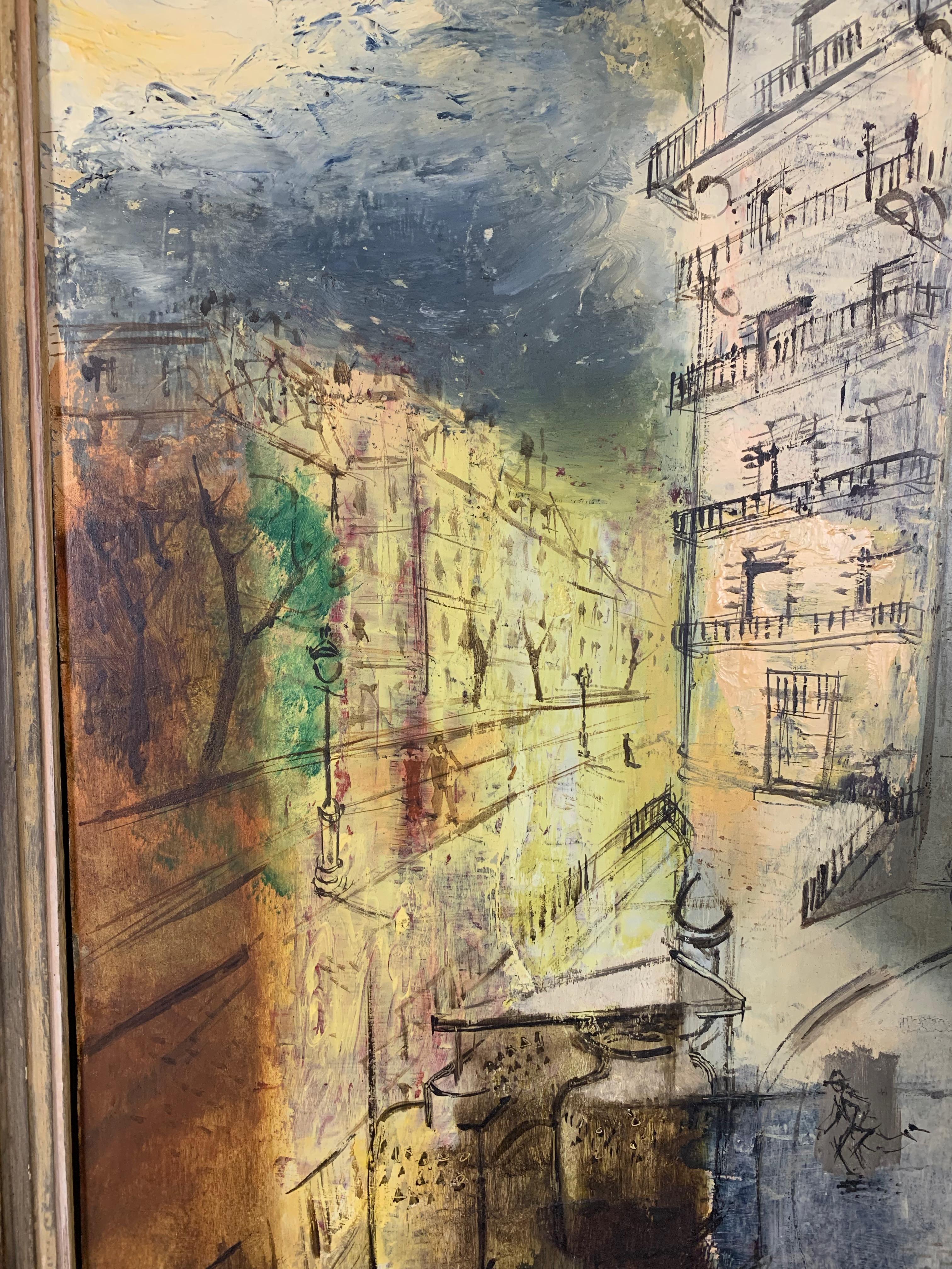 Pintura modernista de una escena callejera parisina en venta 4