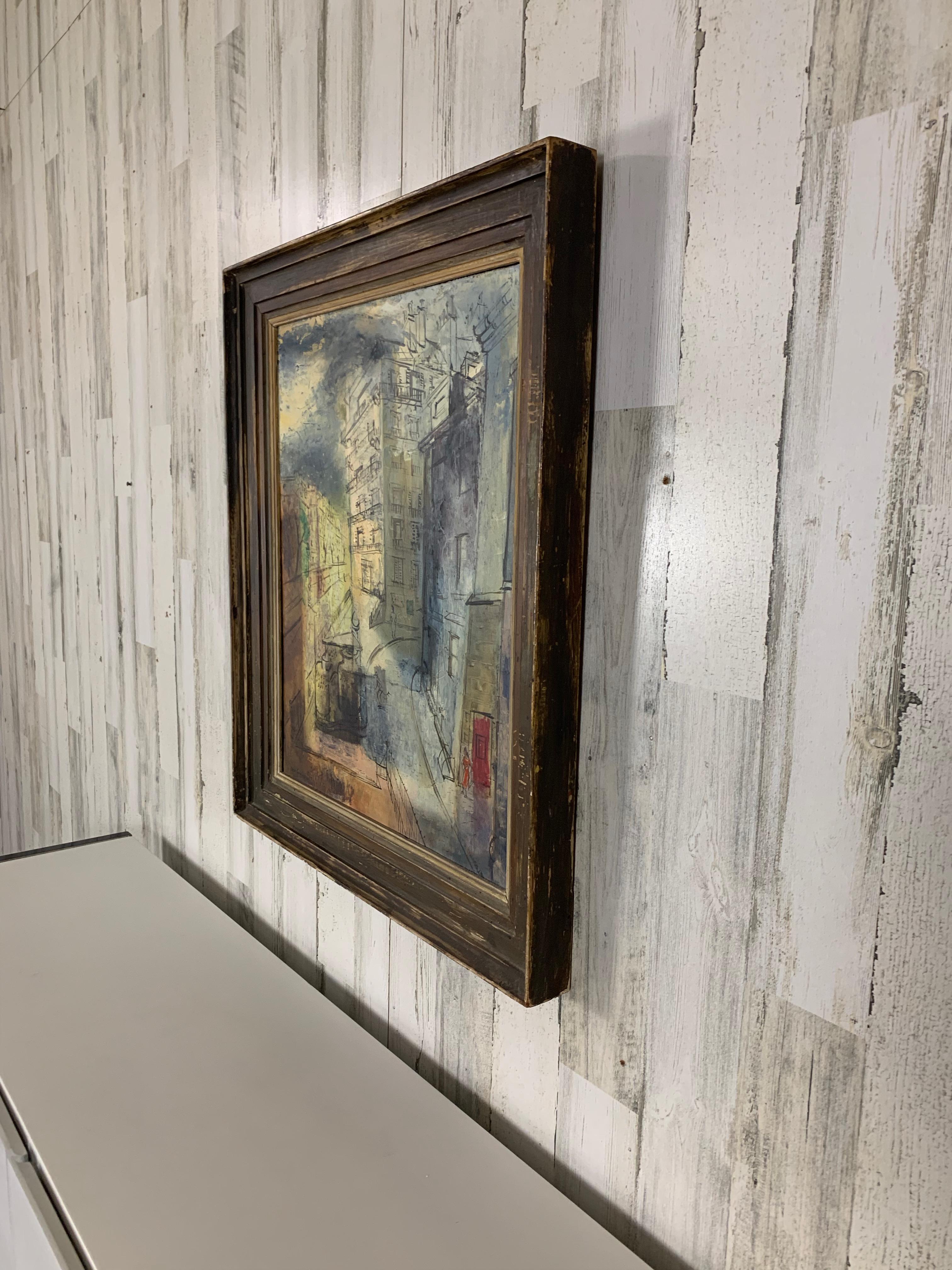 Pintura modernista de una escena callejera parisina en venta 5