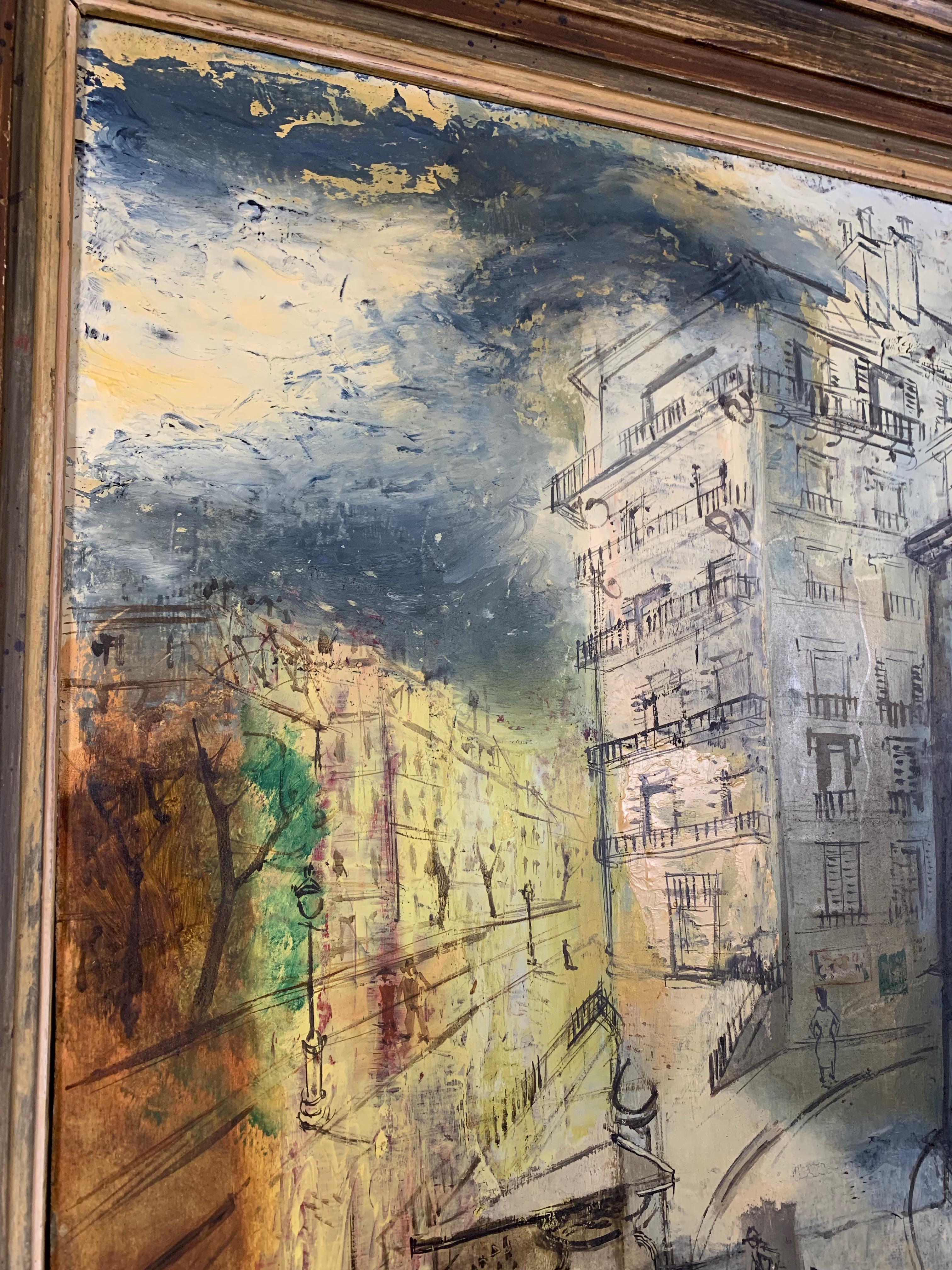 Pintura modernista de una escena callejera parisina en venta 2