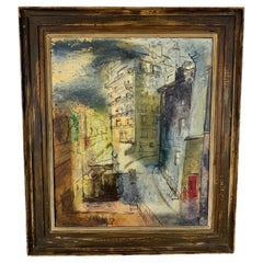 Pintura modernista de una escena callejera parisina