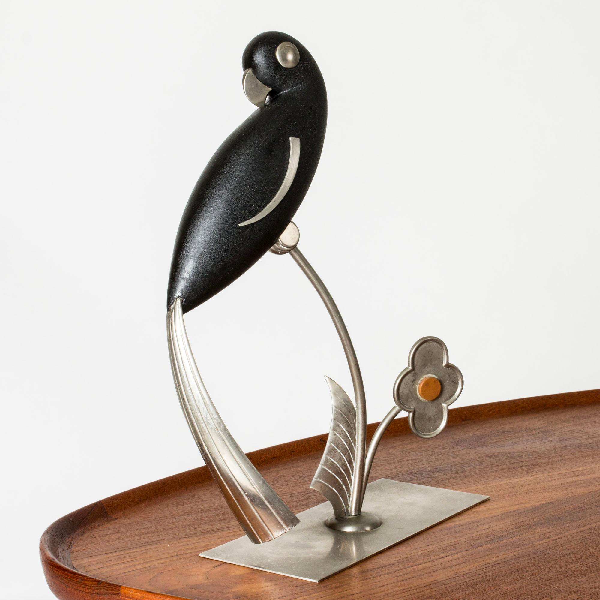 Scandinave moderne Sculpture moderniste de perroquet, Carl-Einar Borgström, Ystad-Metall, Suède, années 1930 en vente