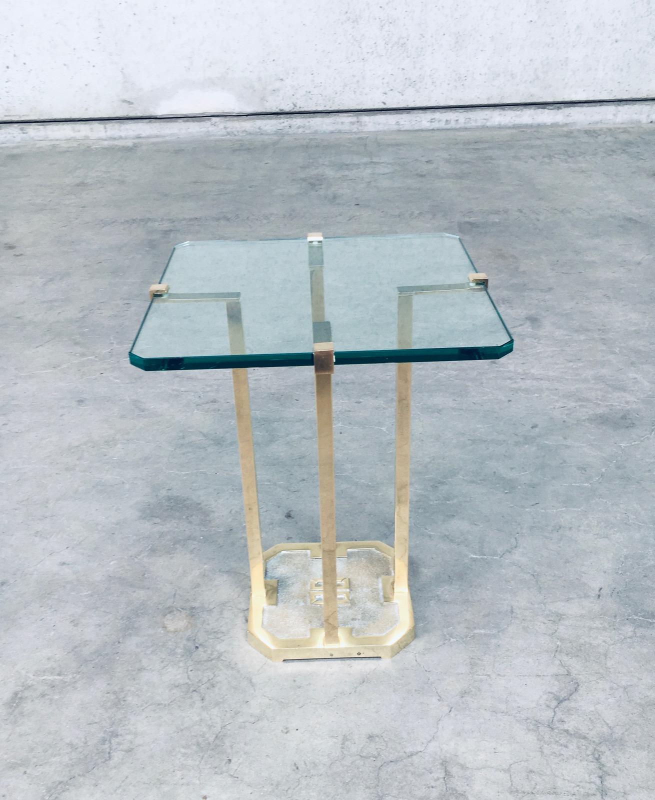 Late 20th Century Modernist Patinated Brass & Glass Side Table Model T18 by Peter Ghyczy, 1970's For Sale