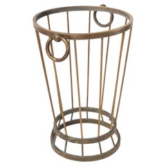 Modernist Patinated Brass Umbrella Stand - France, 1950's