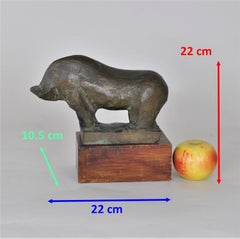 Modernist Patinated Bronze Animal Sculpture, 1950s–1960s