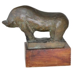 Modernist Patinated Bronze Animal Sculpture, 1950s–1960s