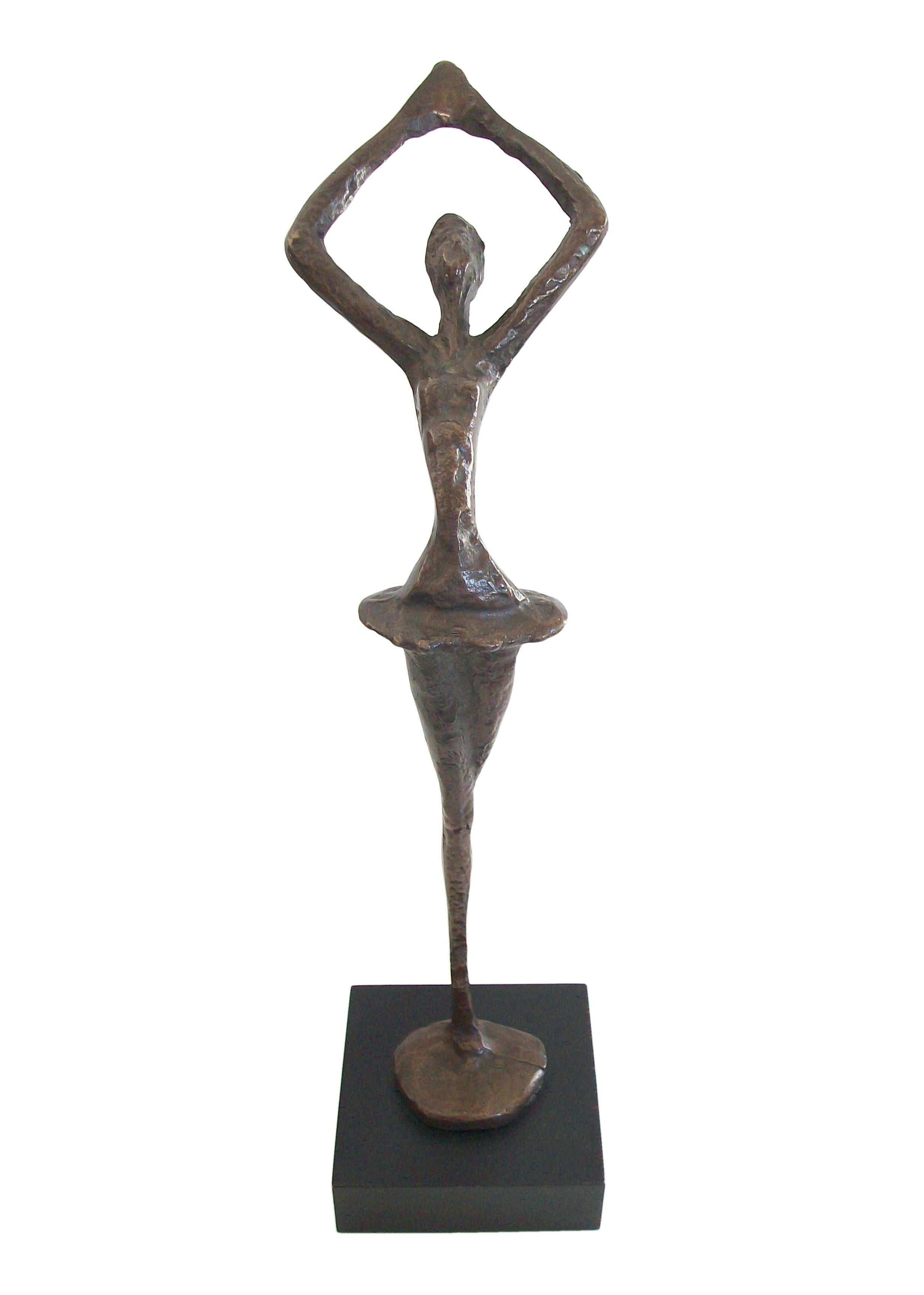 Modernistische Ballerina-Skulptur aus patinierter Bronze – Vereinigte Staaten – ca. 1980er Jahre (Moderne) im Angebot