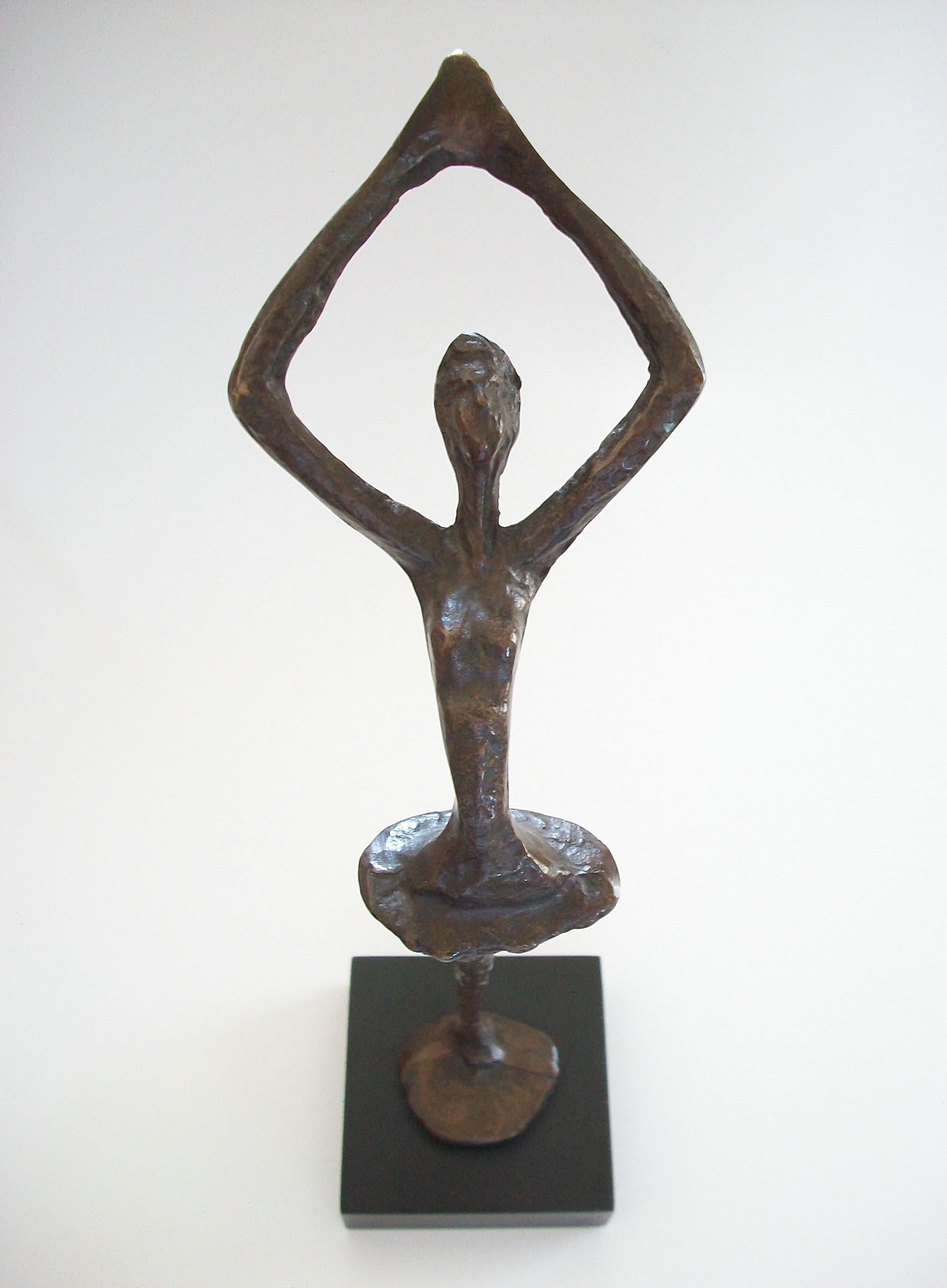 Modernistische Ballerina-Skulptur aus patinierter Bronze – Vereinigte Staaten – ca. 1980er Jahre (20. Jahrhundert) im Angebot