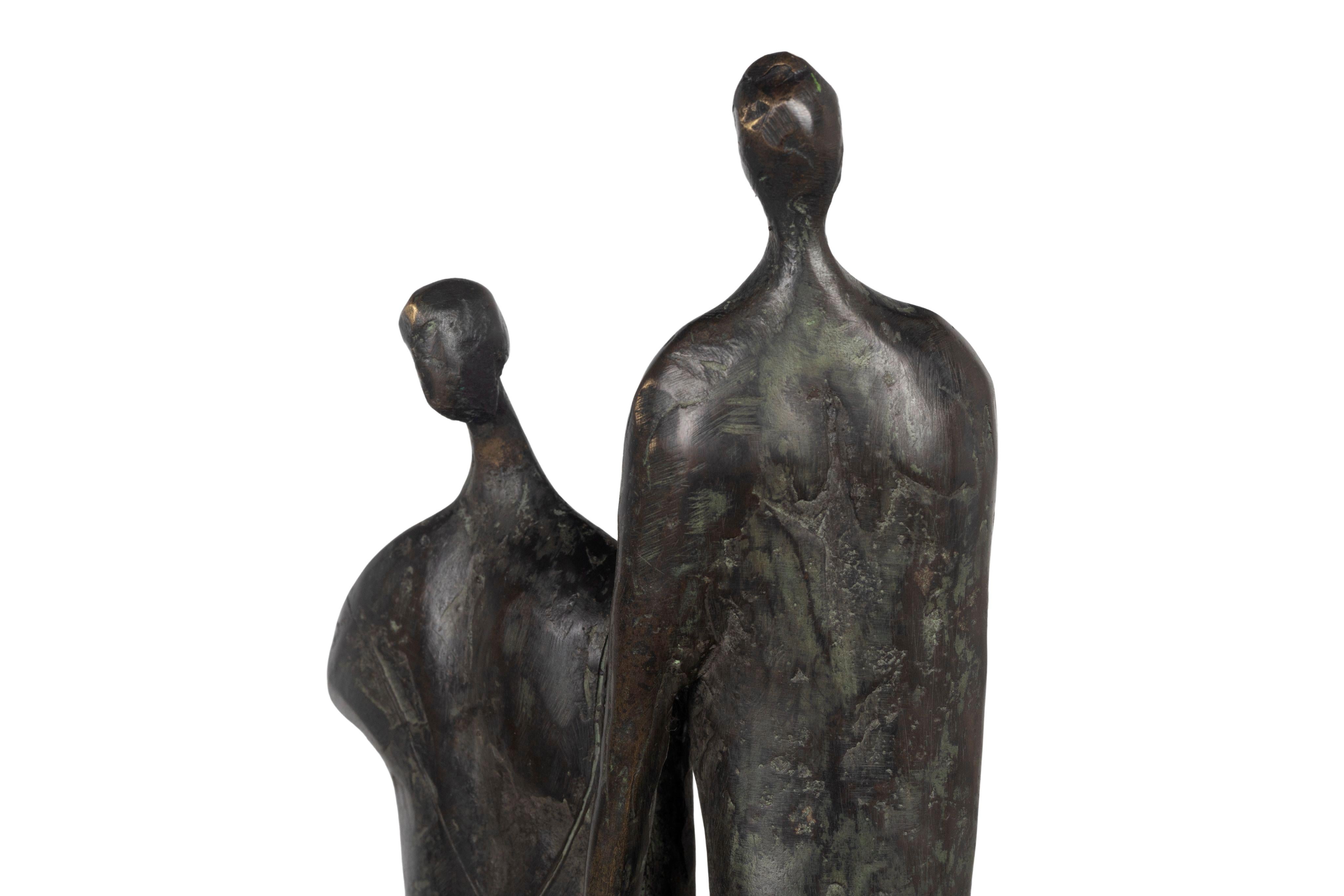 Modernist Patinated Bronze Couple Ystad-Metall Bronce en venta